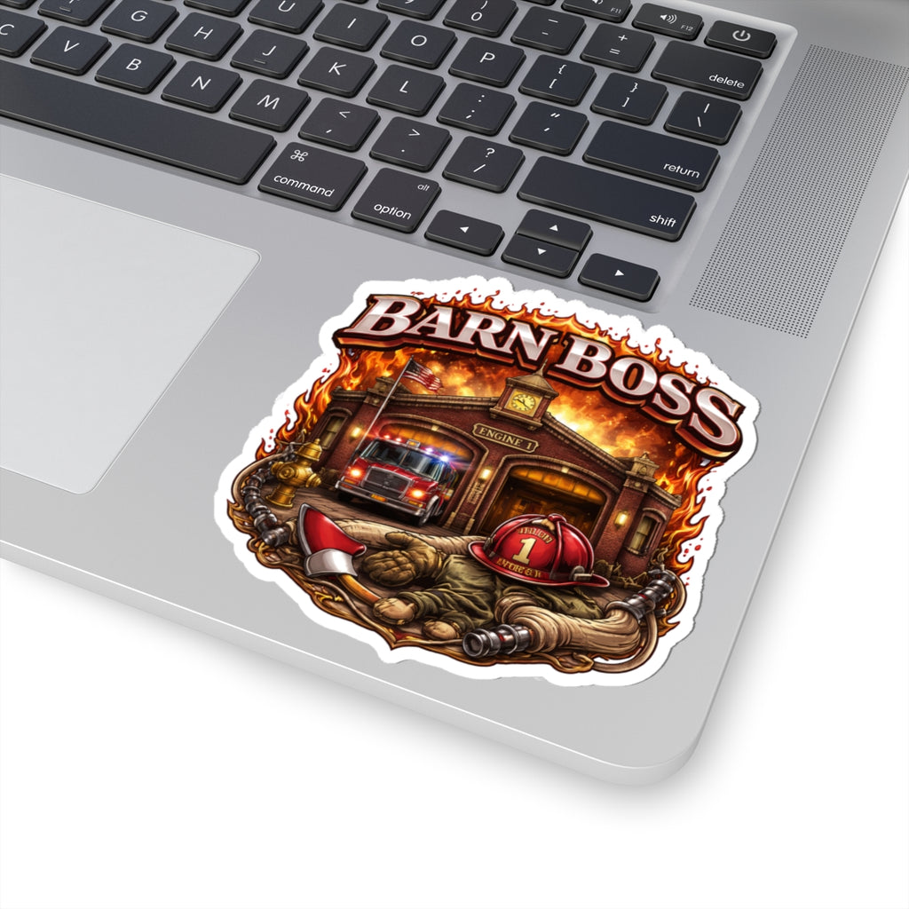 Barn Boss Firefighter Sticker — Fire Station Rescue Vinyl Kiss-Cut Decal
