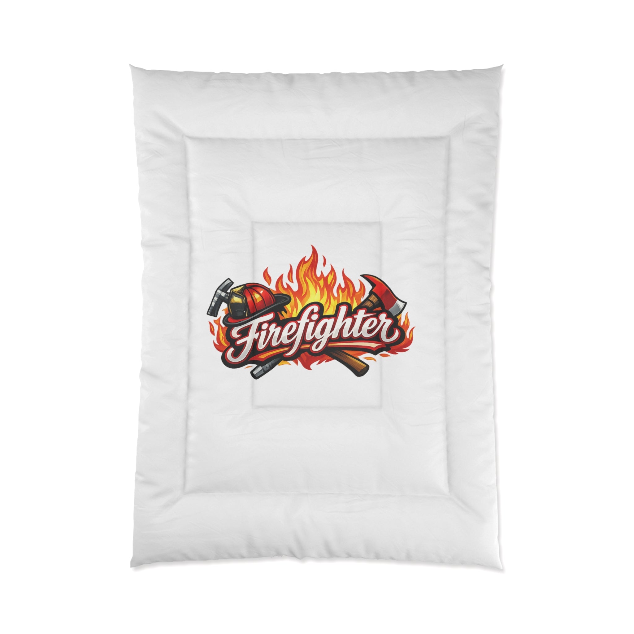 Firefighter Comforter - Flames & Helmet Bedding for Firefighter Tribute