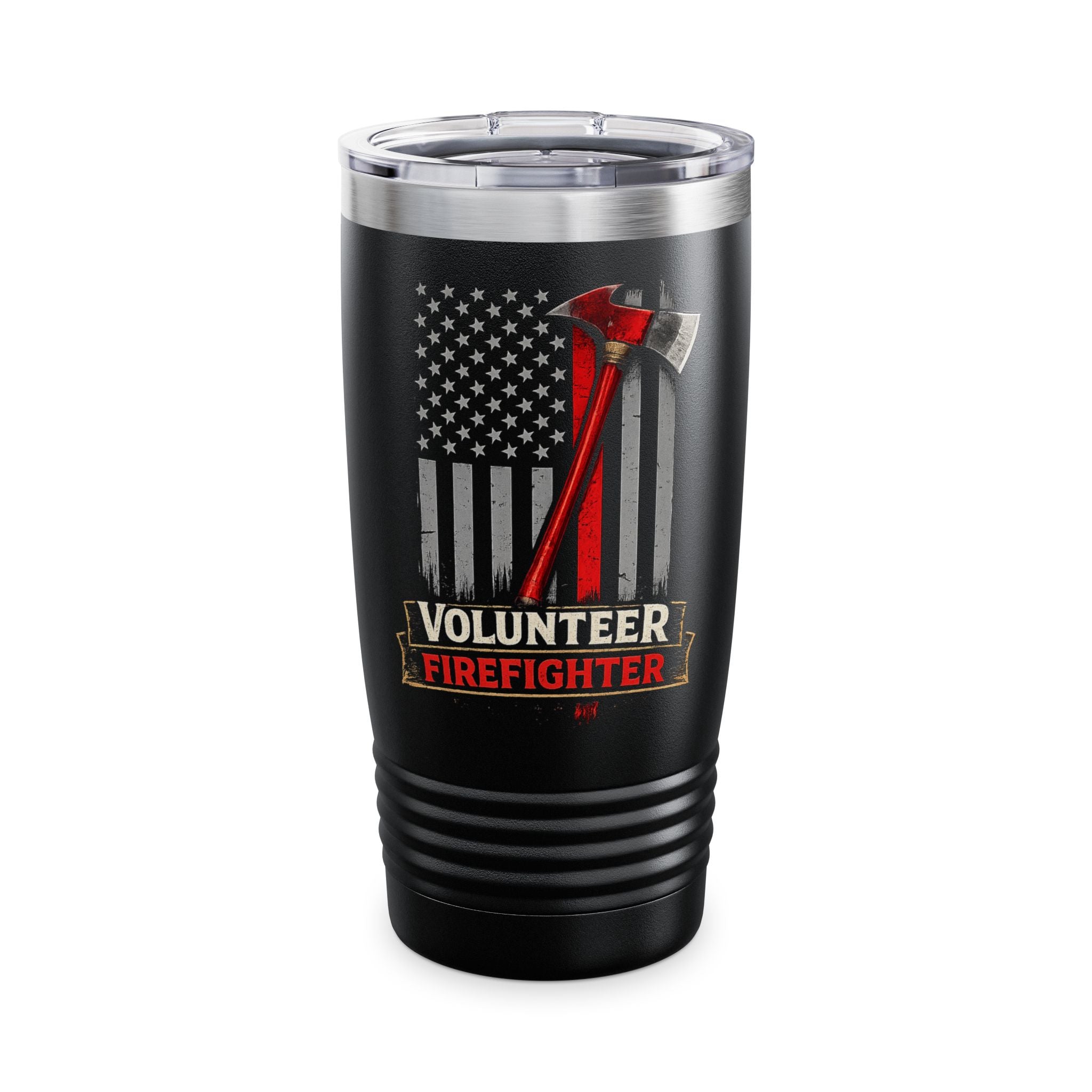 Volunteer Firefighter 20oz Tumbler – Thin Red Line Flag with Ax Design
