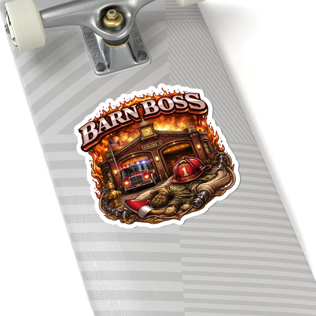 Barn Boss Firefighter Sticker — Fire Station Rescue Vinyl Kiss-Cut Decal