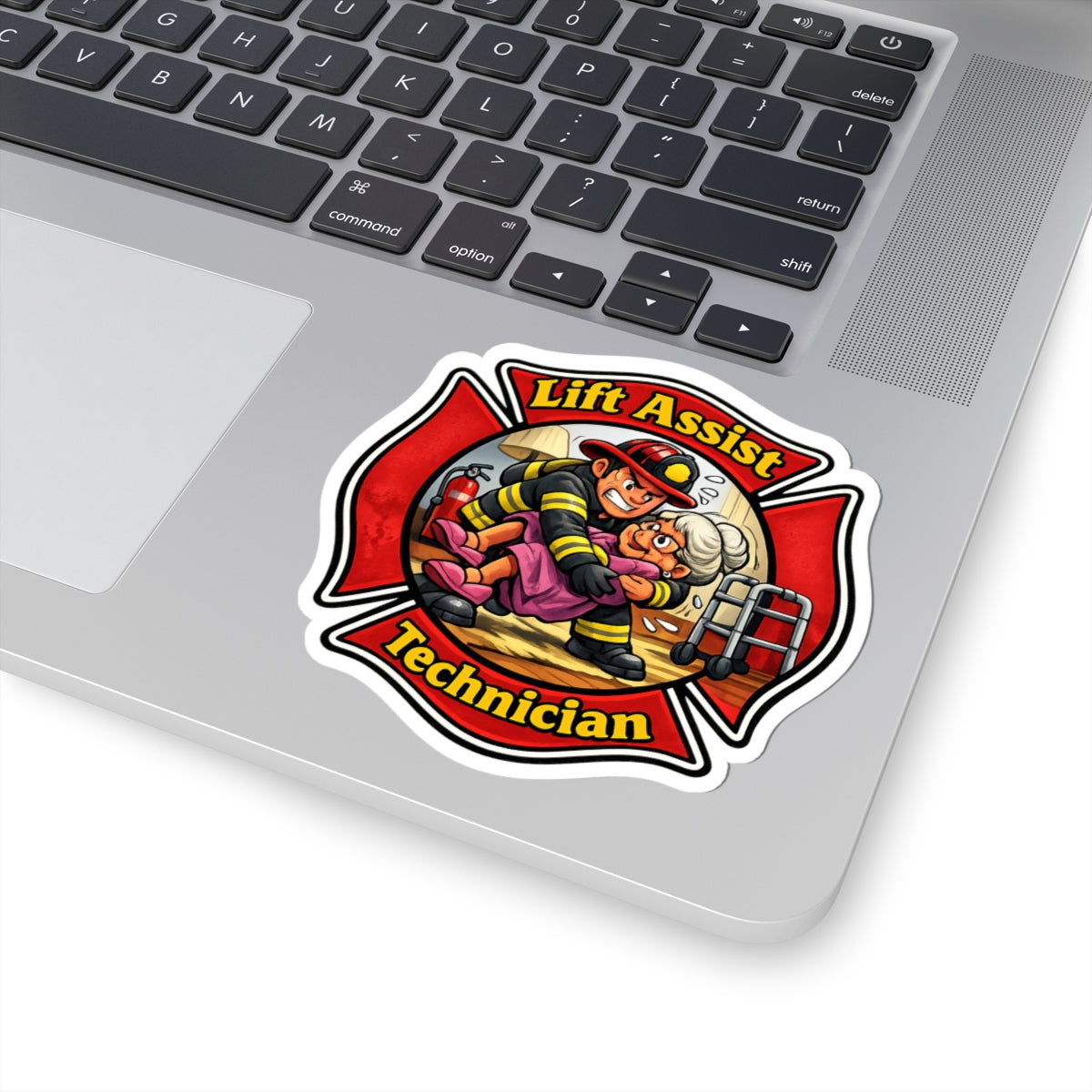 Lift Assist Technician Sticker — Firefighter Rescue Kiss-Cut Decal