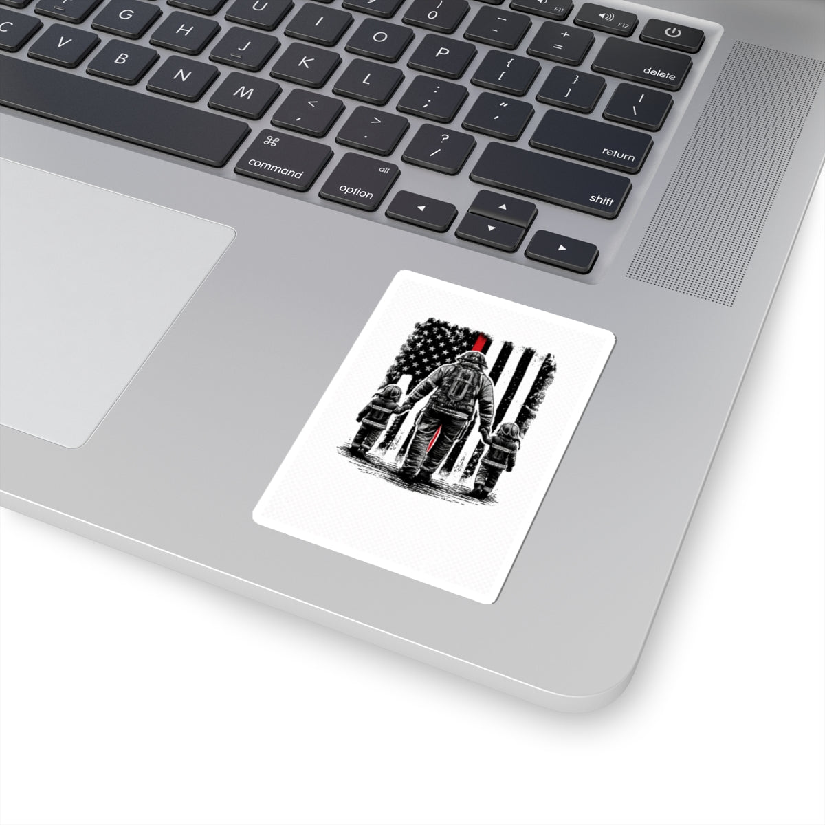 First Responder Father & Kids Sticker — Thin Red Line Flag Kiss-Cut Sticker