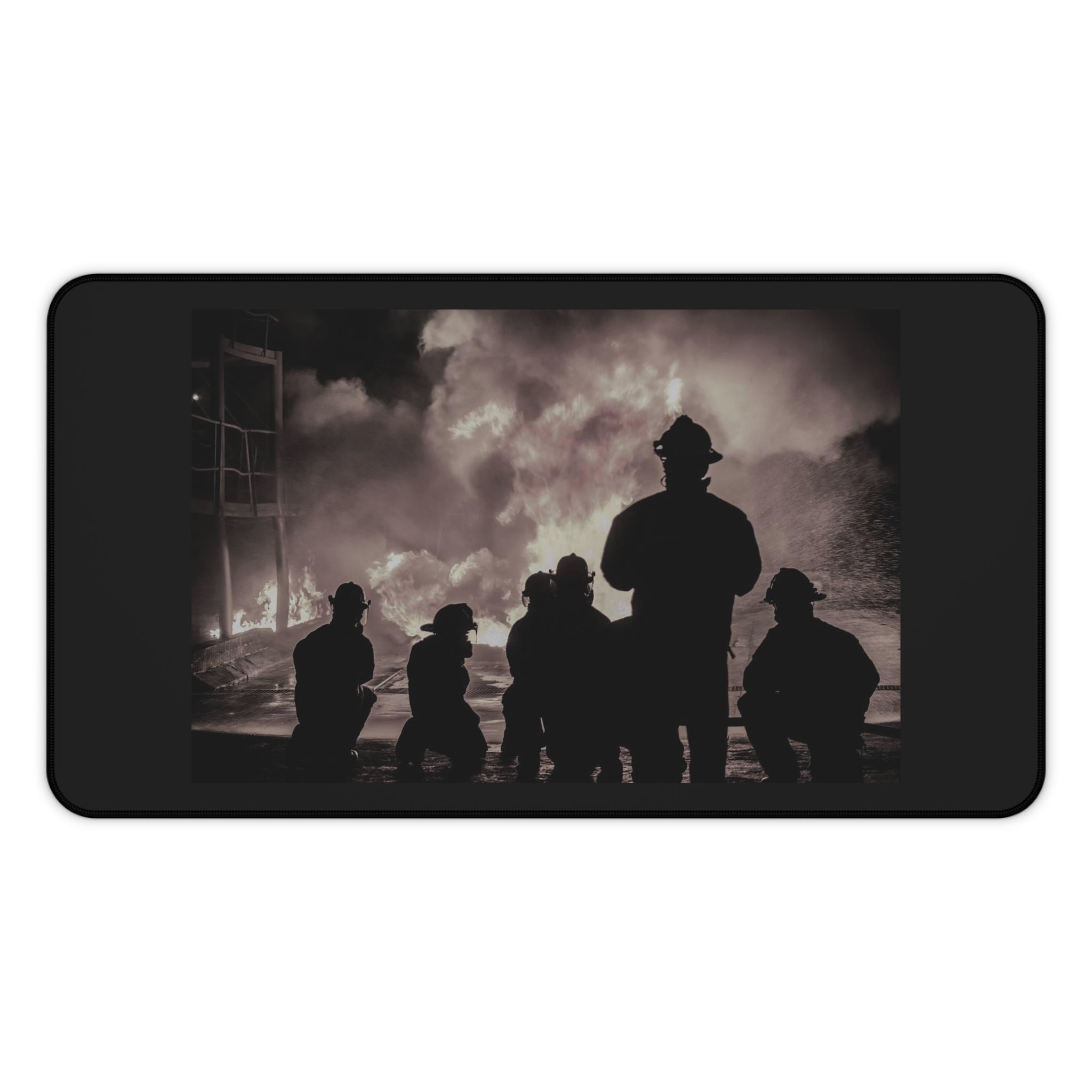 Firefighter Silhouette Desk Mat – Inspirational Fire Rescue Mouse Pad