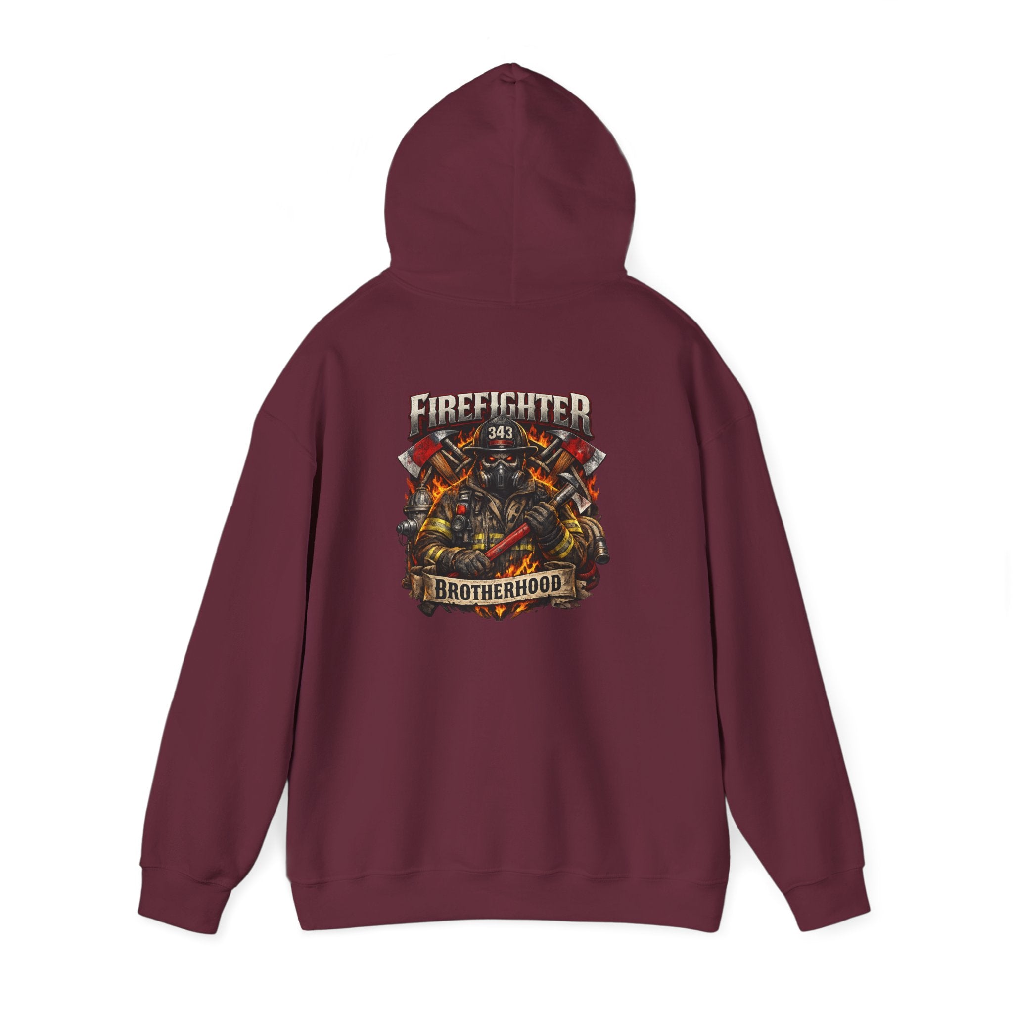 Firefighter Brotherhood Hoodie – Courage Skull Fire Axe Back Print