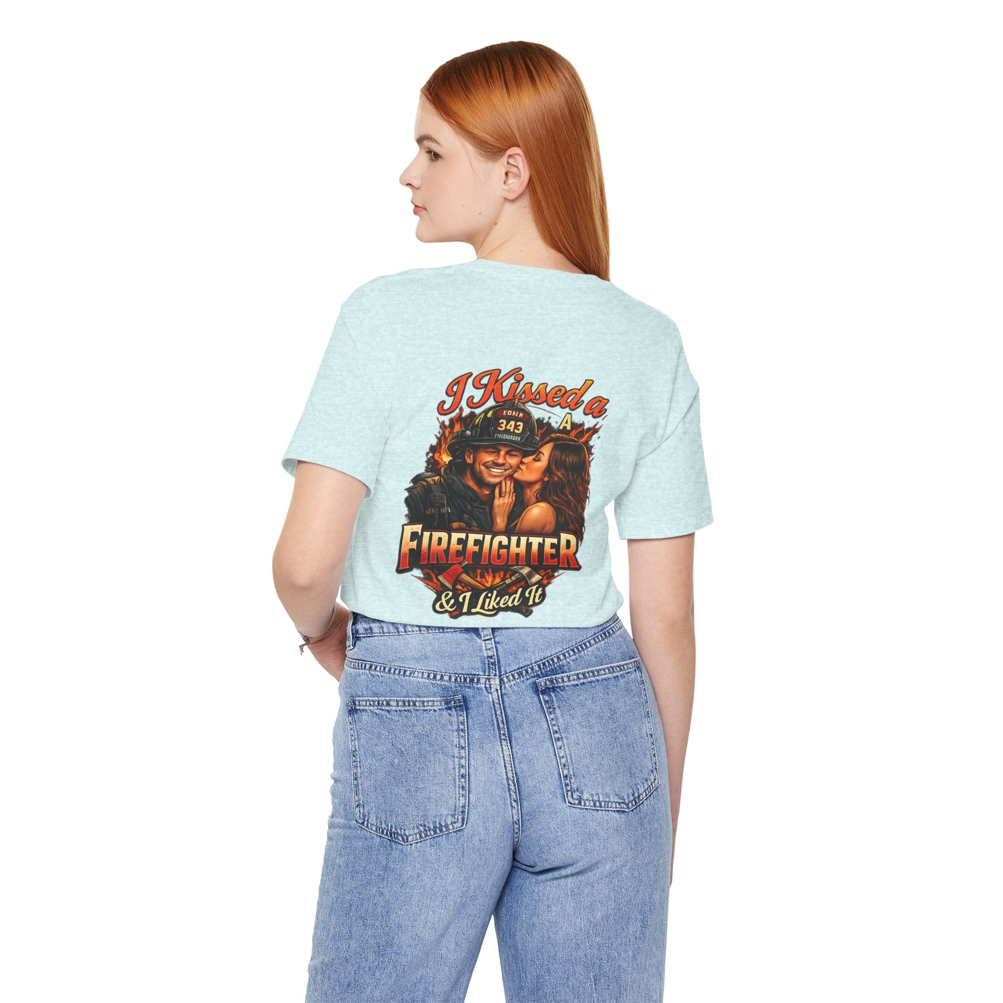 I Kissed a Firefighter Tee — Romantic Firefighter Graphic T-Shirt
