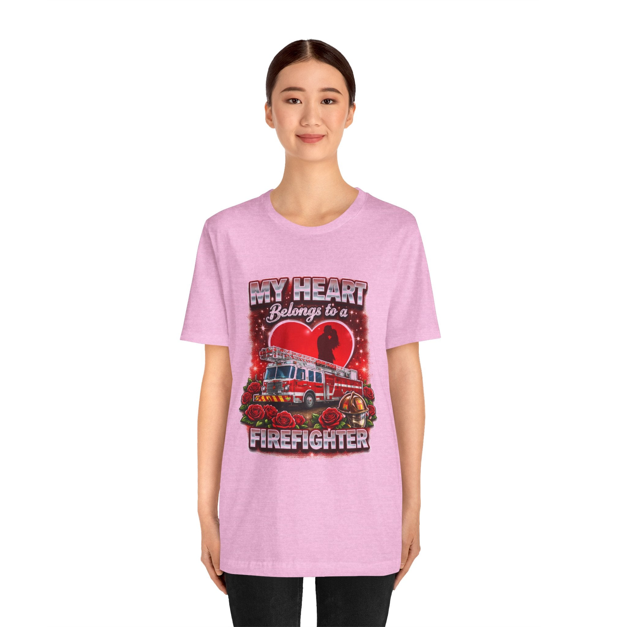 "My Heart Belongs to a Firefighter"  Firefighter Wife T-Shirt