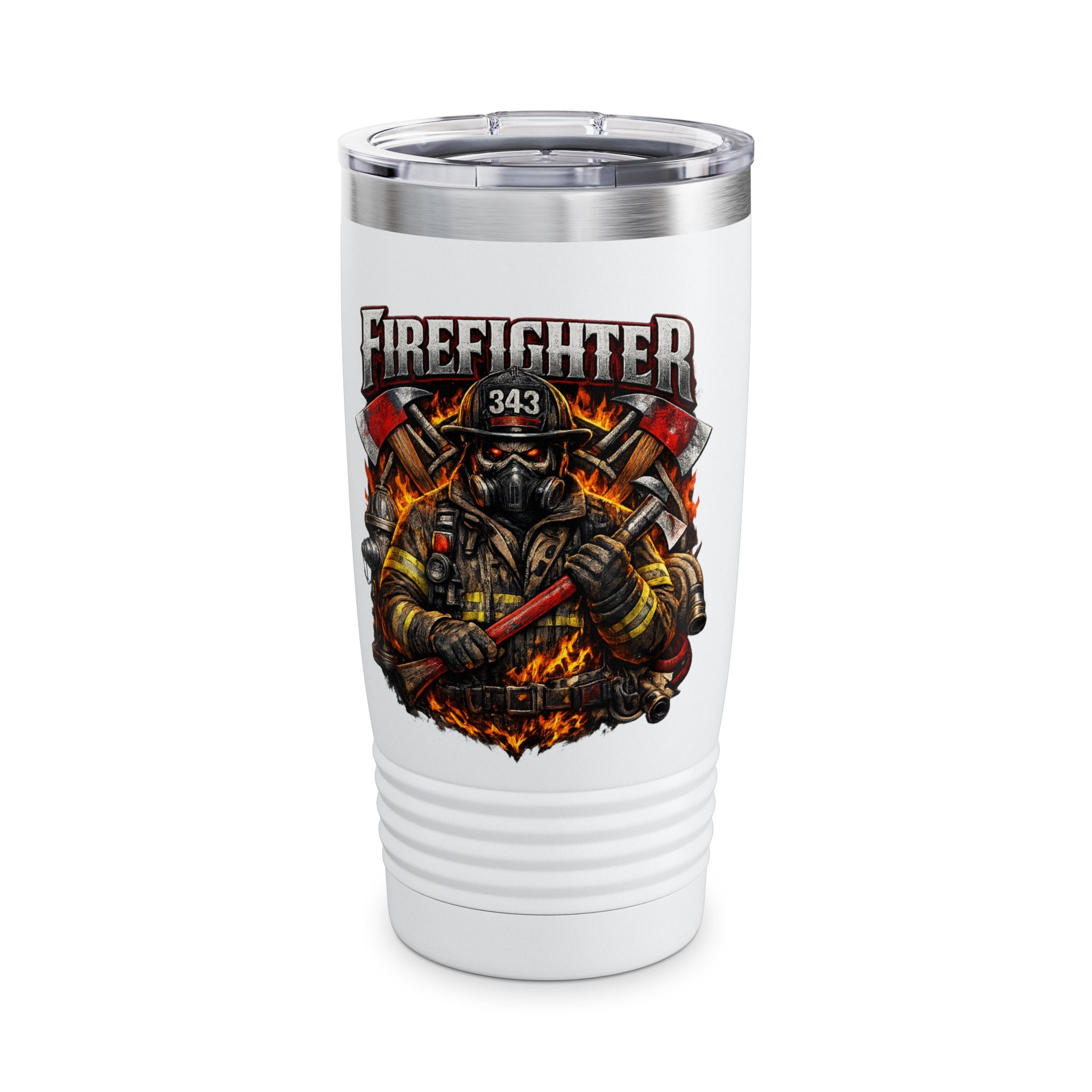 Firefighter 20oz Tumbler — '343' Firefighter Badge Insulated Travel Cup