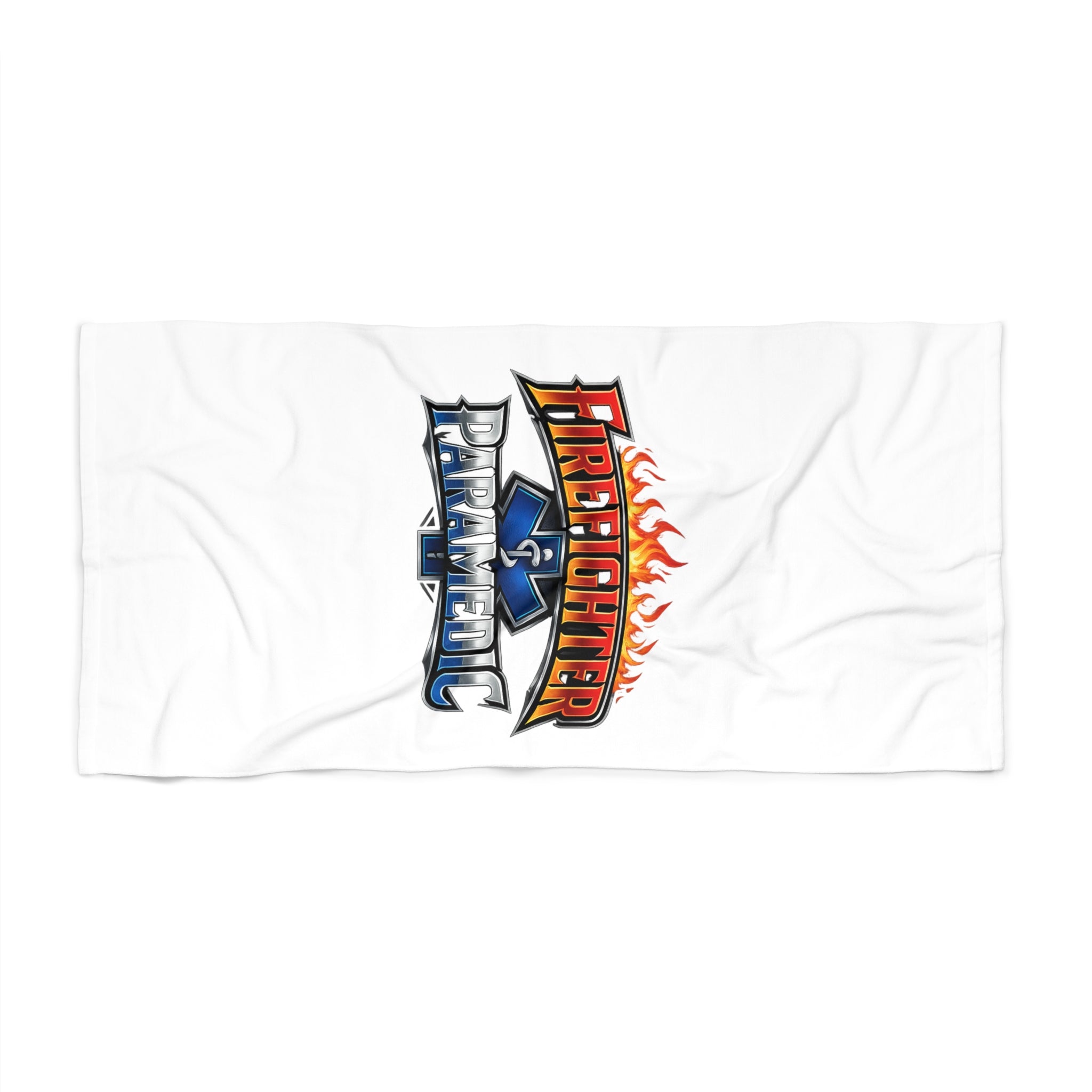 Beach Towel - Firefighter Paramedic Logo Towel (Flame & Badge Rescue Design)