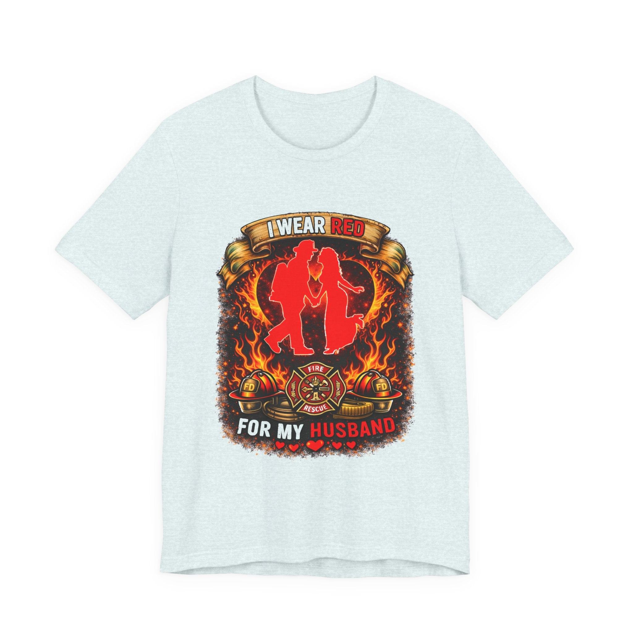 T-Shirt - I Wear Red For My Husband Firefighter Tribute Graphic Tee