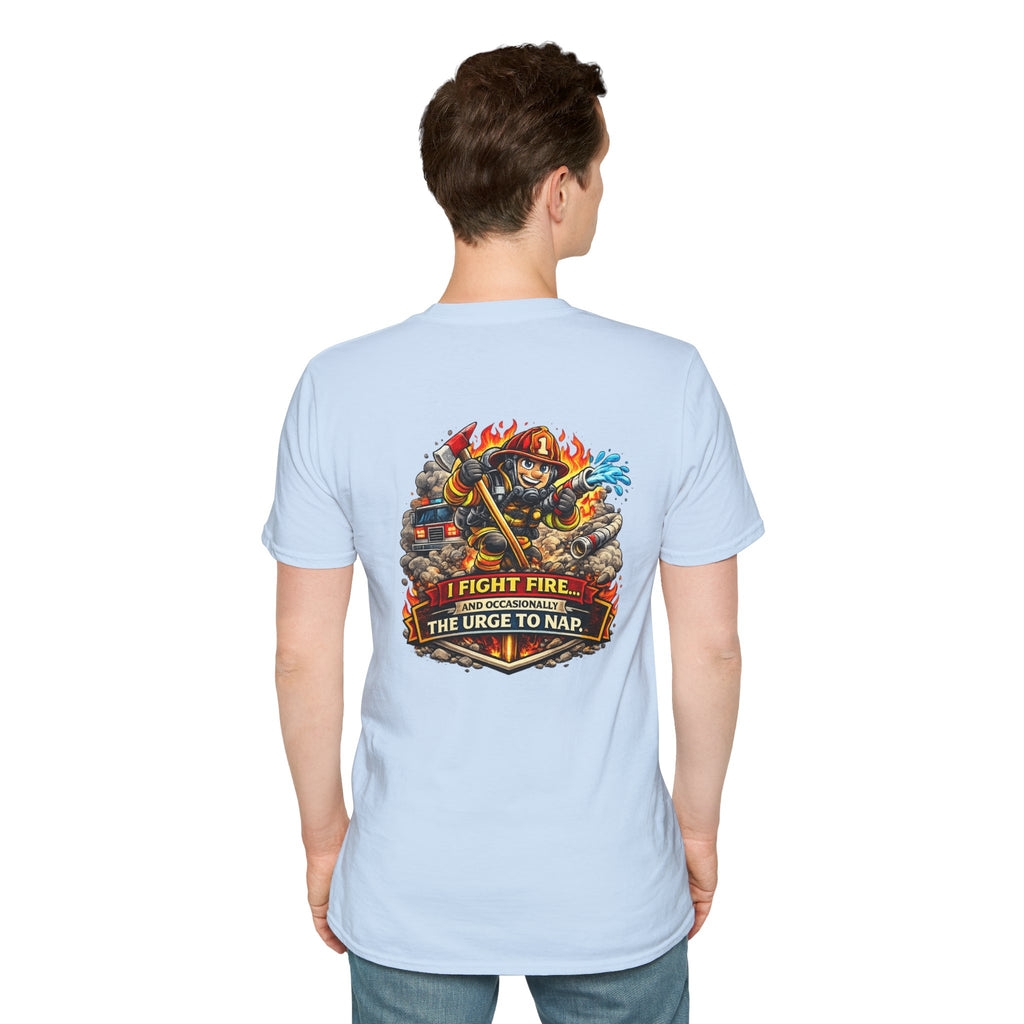 Firefighter T-Shirt - "I Fight Fire But Sometimes I Fight The Urge To Nap" Graphic Tee