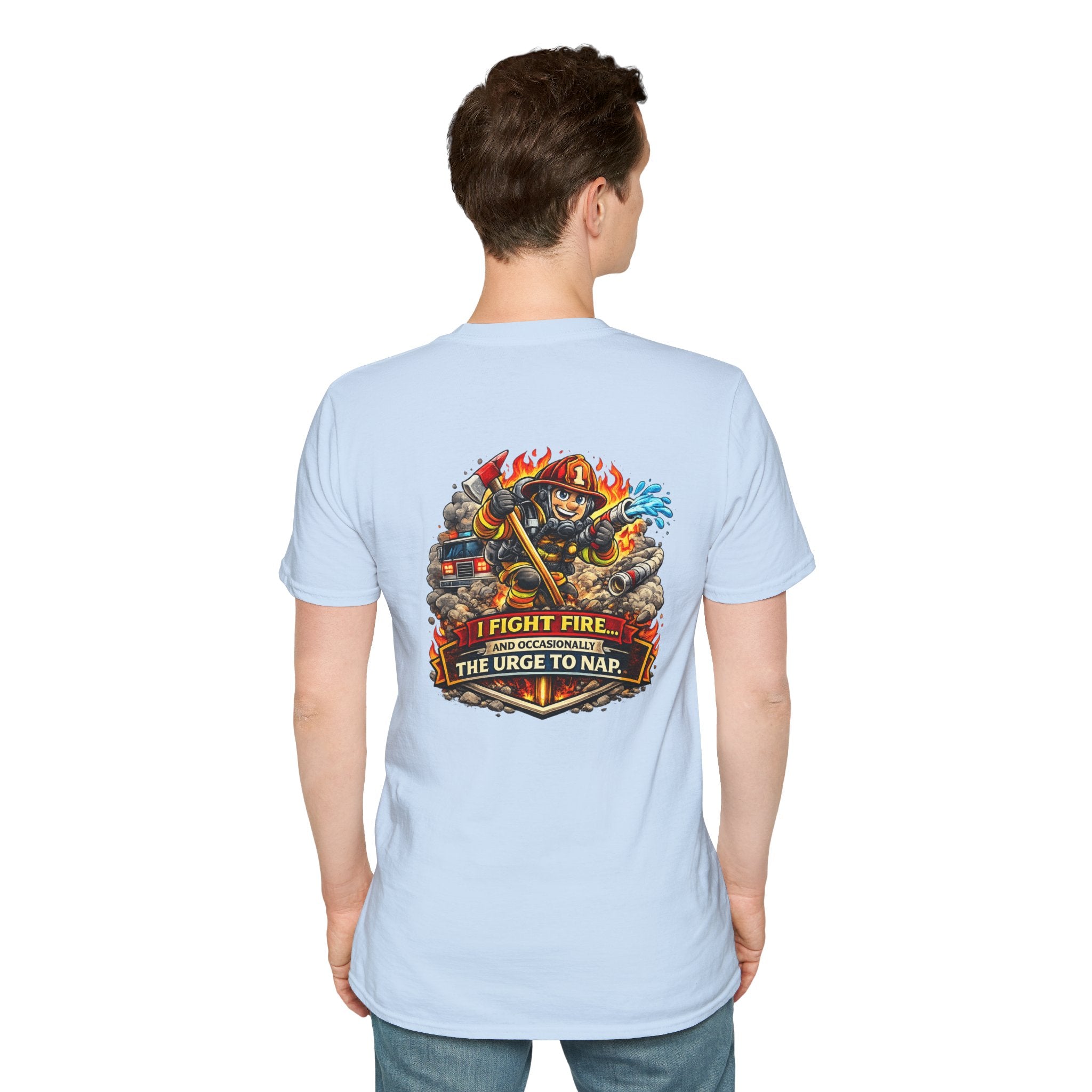 Firefighter T-Shirt - "I Fight Fire But Sometimes I Fight The Urge To Nap" Graphic Tee