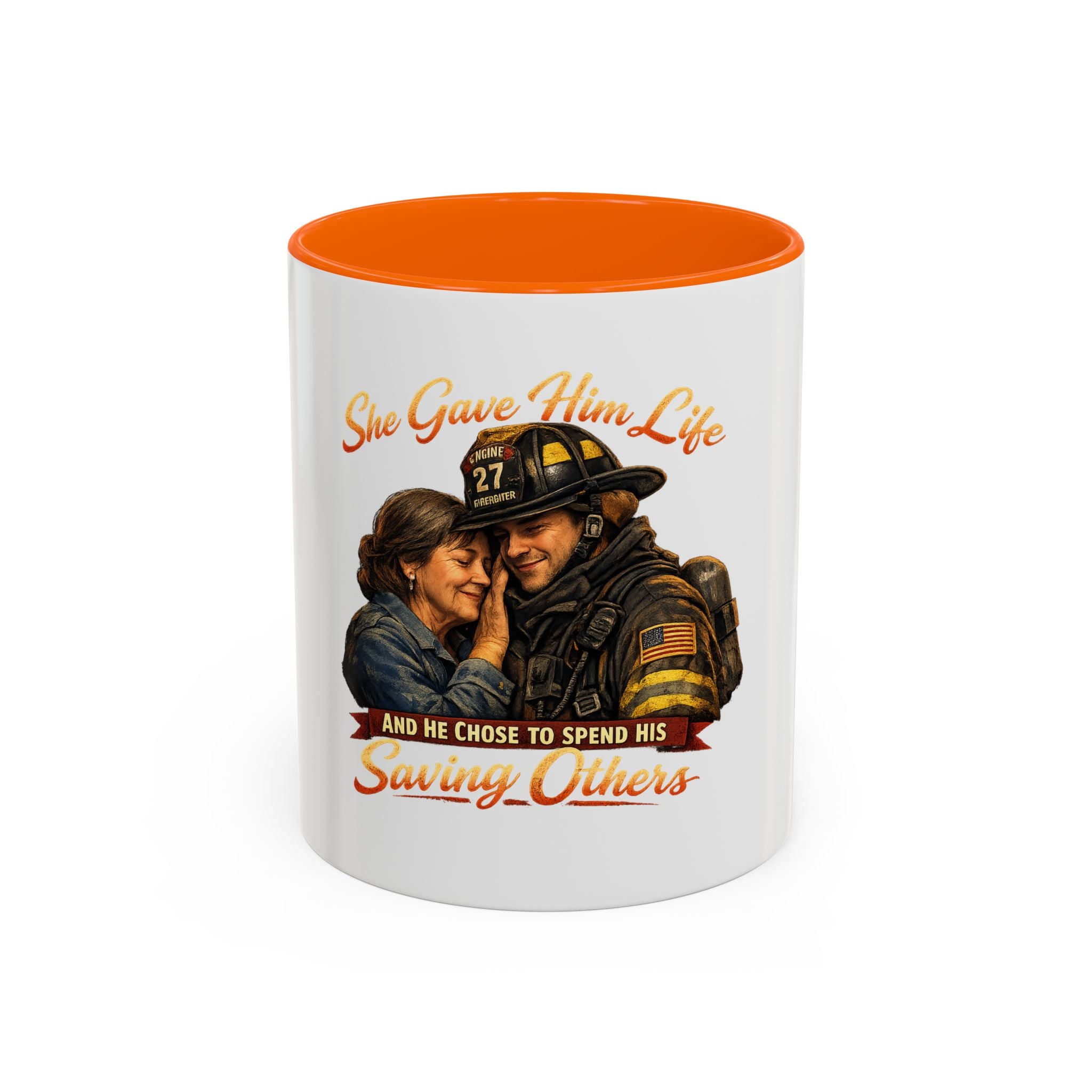 Firefighter Couple Coffee Mug – "She Gave Him Life and He Chose to Spend His Saving Others"