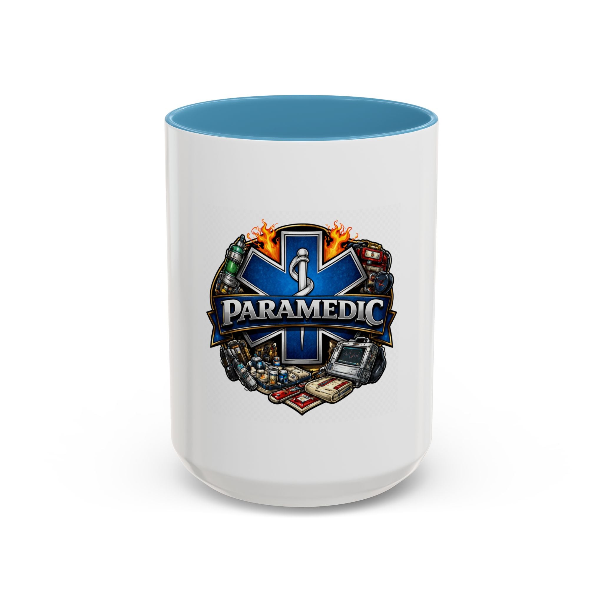Paramedic Emblem Accent Coffee Mug — EMS Star of Life Design