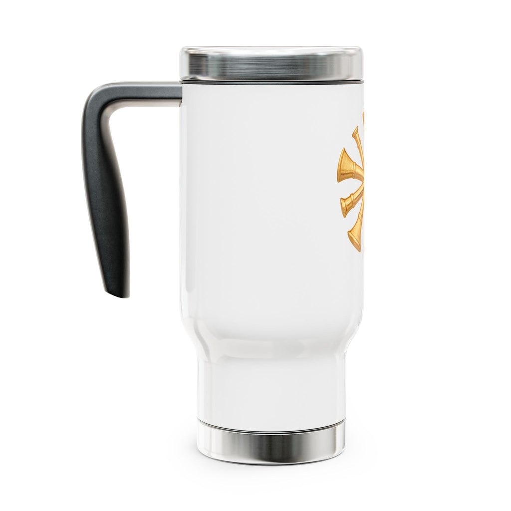 Fire Chief 5 Crossed Bugles 14oz Stainless Steel Travel Mug with Handle —