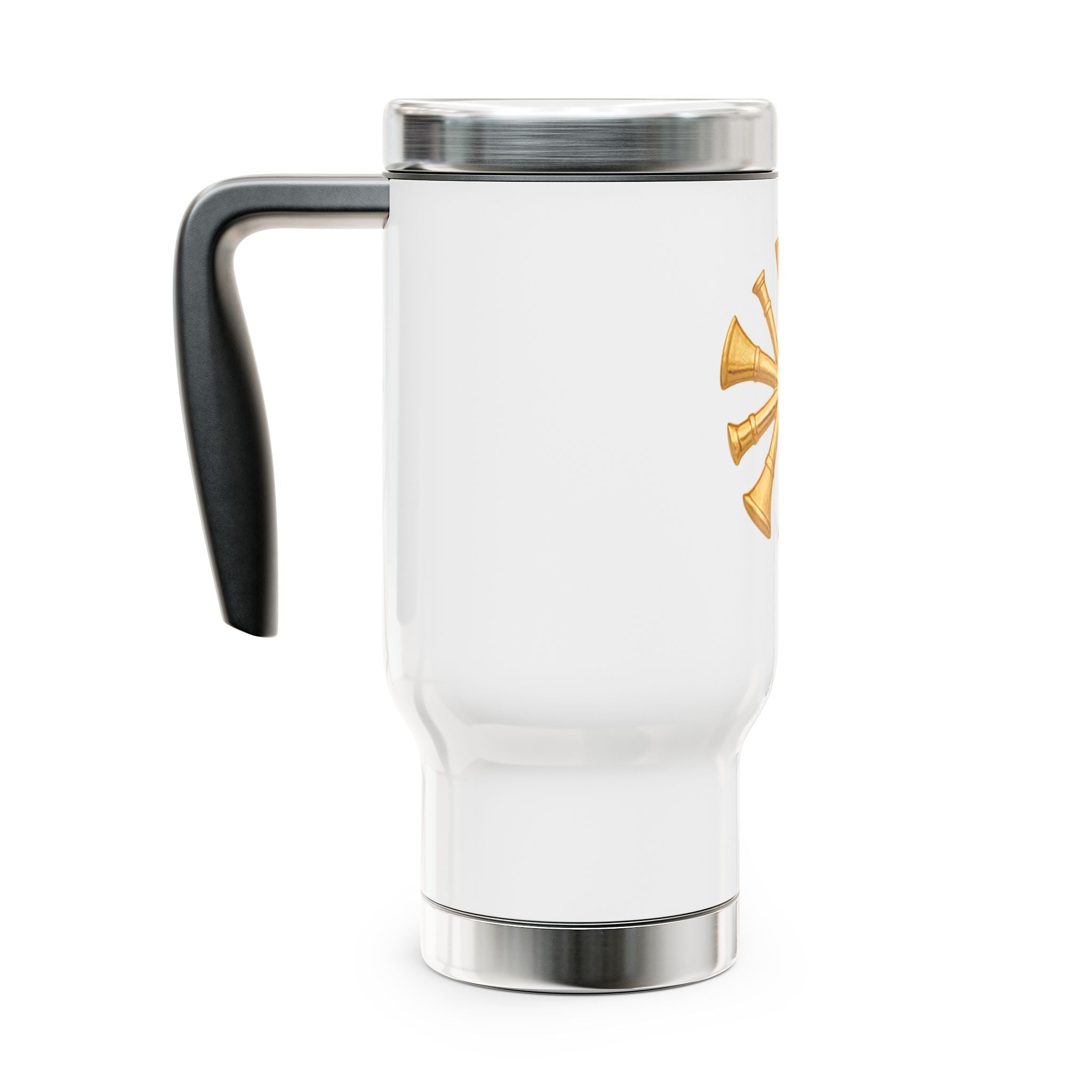 Fire Chief 5 Crossed Bugles 14oz Stainless Steel Travel Mug with Handle —