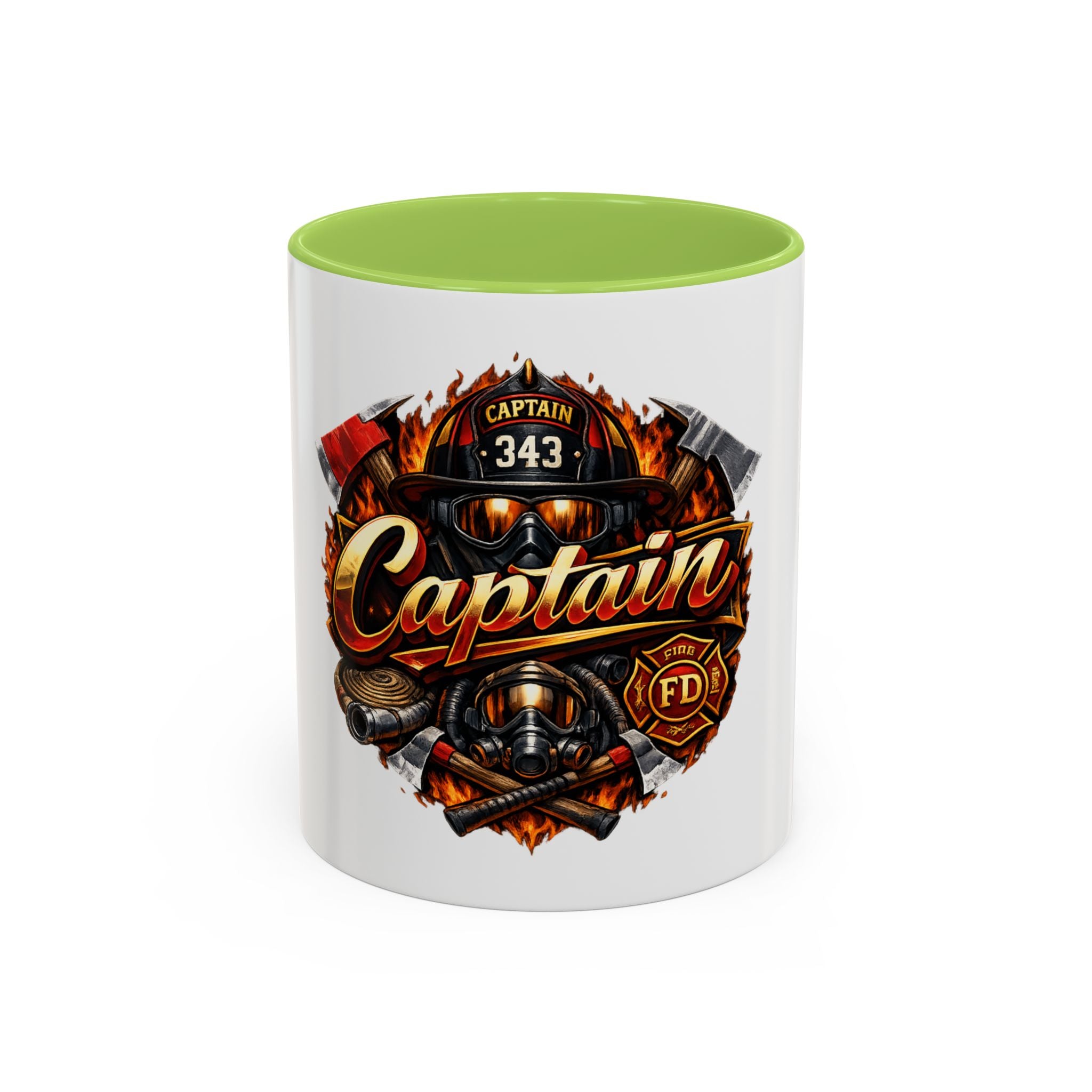 Captain Firefighter Coffee Mug — 'Captain' Fire Rescue Emblem Accent Mug (11/15oz)