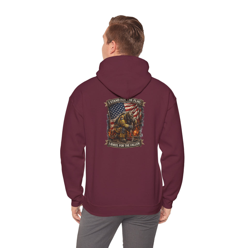 Patriotic Fallen Soldier Hoodie – I Stand & Kneel For The Fallen Memorial Hoodie