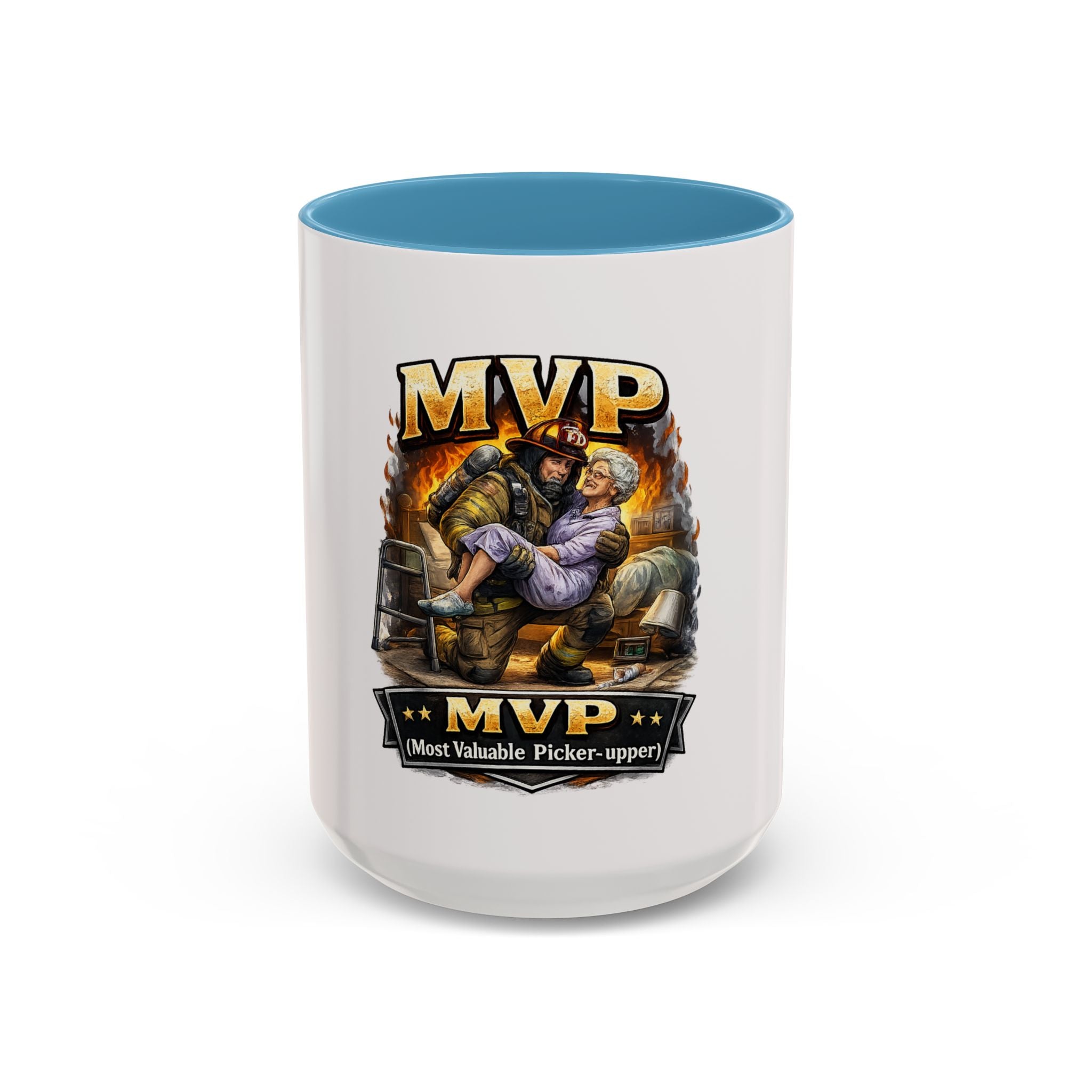 Firefighter Coffee Cup "MVP Most Valuable Picker-upper" Accent Coffee Mug (11, 15oz)