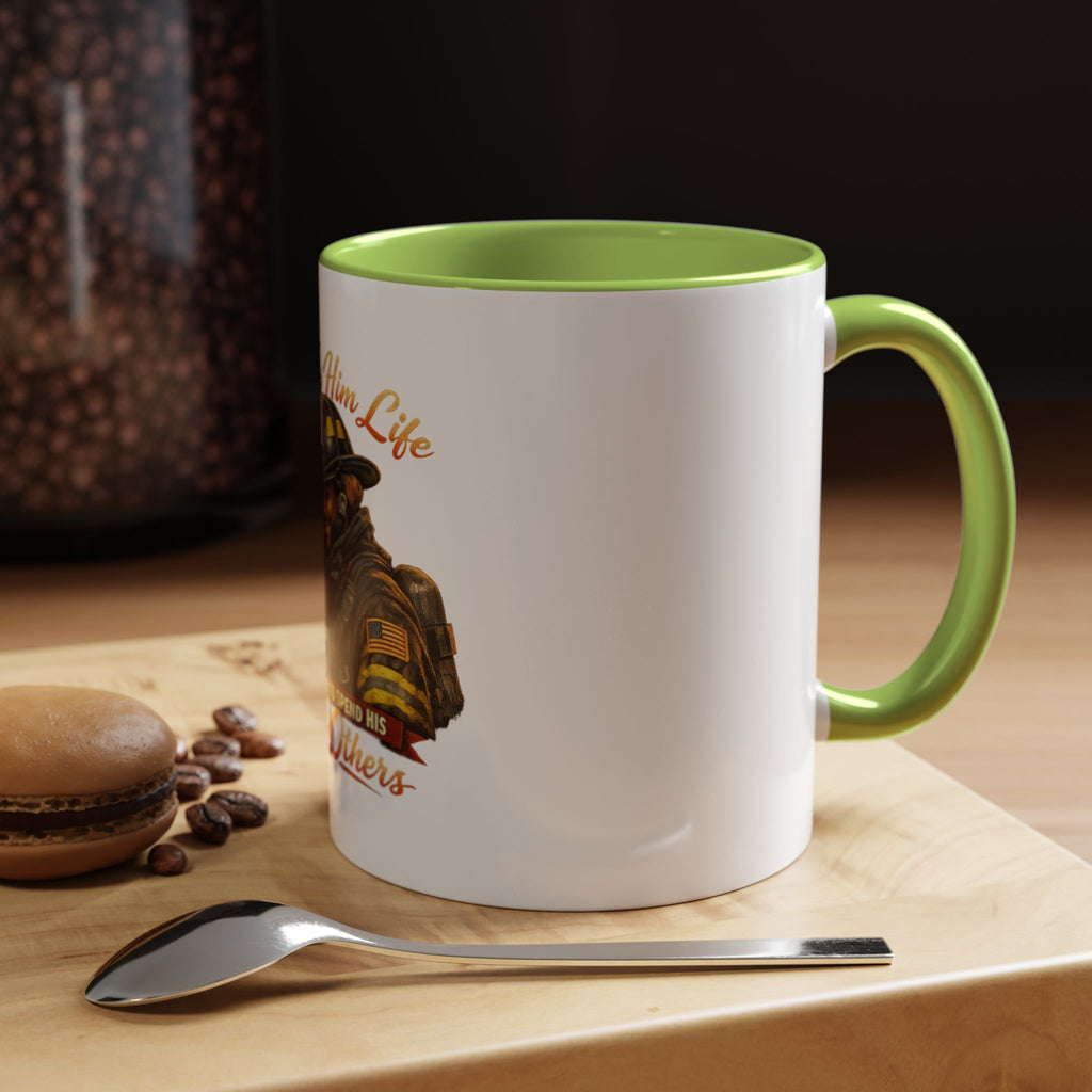 Firefighter Tribute Coffee Mug — "She Gave Him Life and He Chose to Spend His Saving Others"