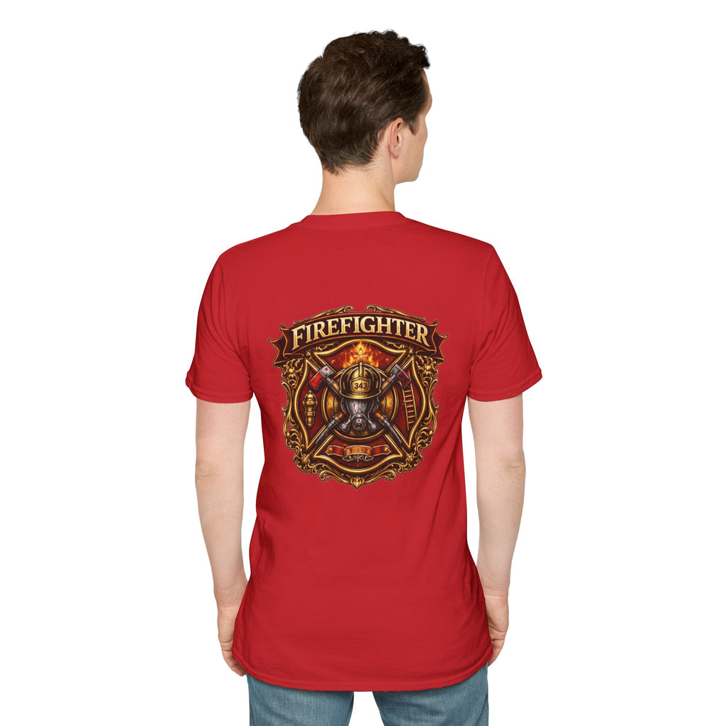Firefighter Badge T-Shirt — Vintage Firefighter Helmet & Axes Tee