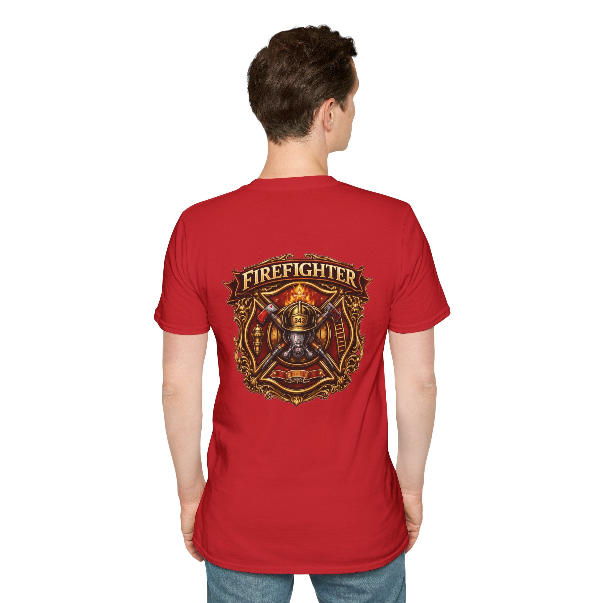 Firefighter Badge T-Shirt — Vintage Firefighter Helmet & Axes Tee
