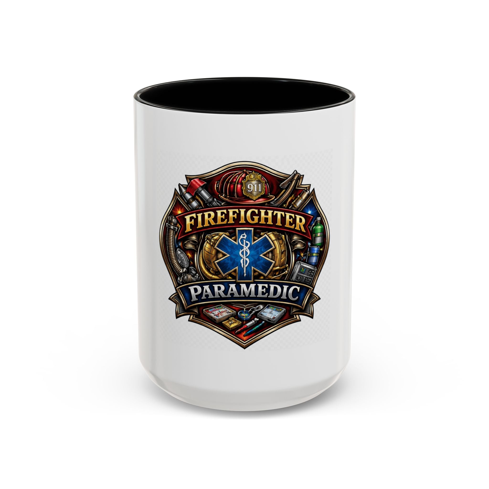 Firefighter Paramedic Shield Accent Coffee Mug – 11/15oz