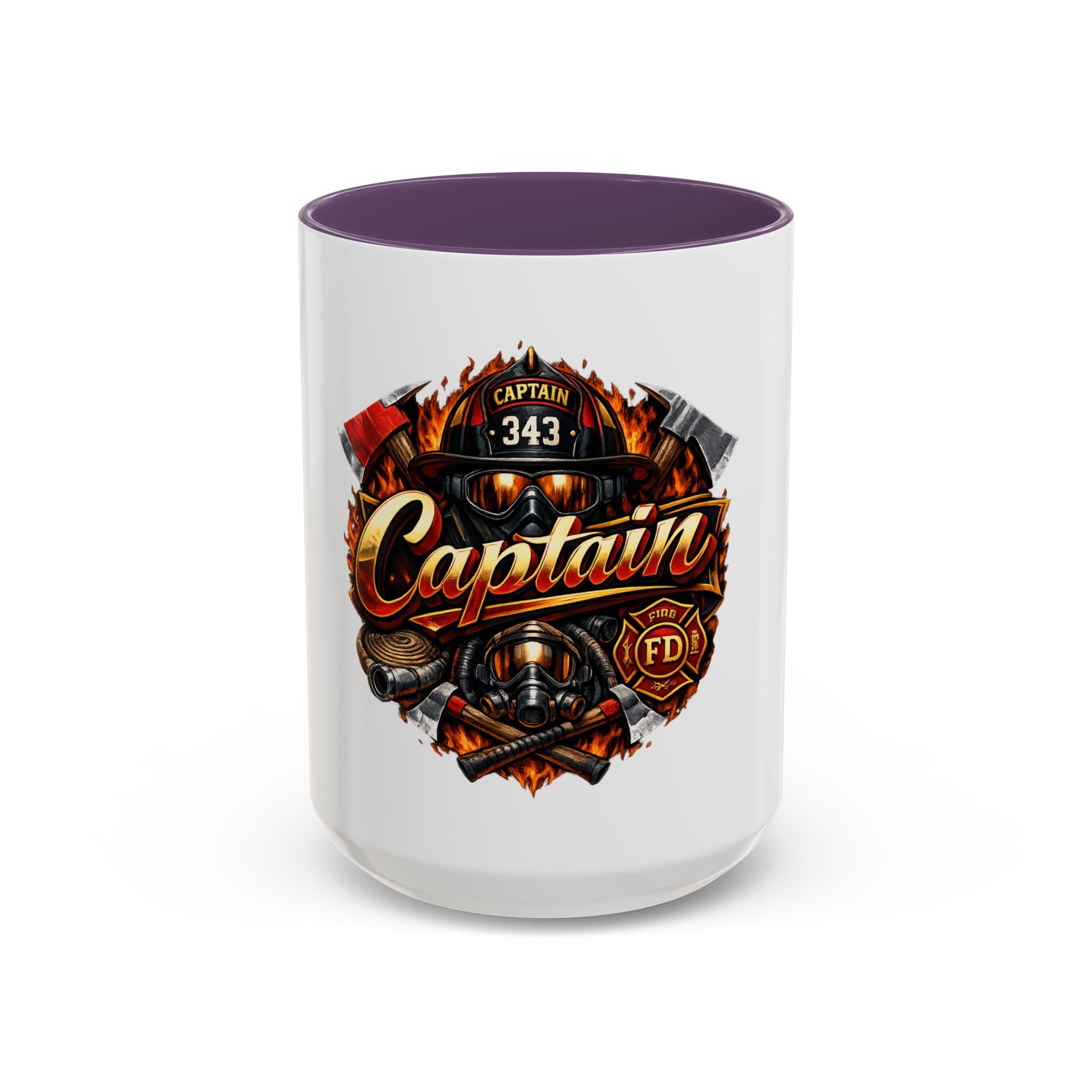 Captain Firefighter Coffee Mug — 'Captain' Fire Rescue Emblem Accent Mug (11/15oz)