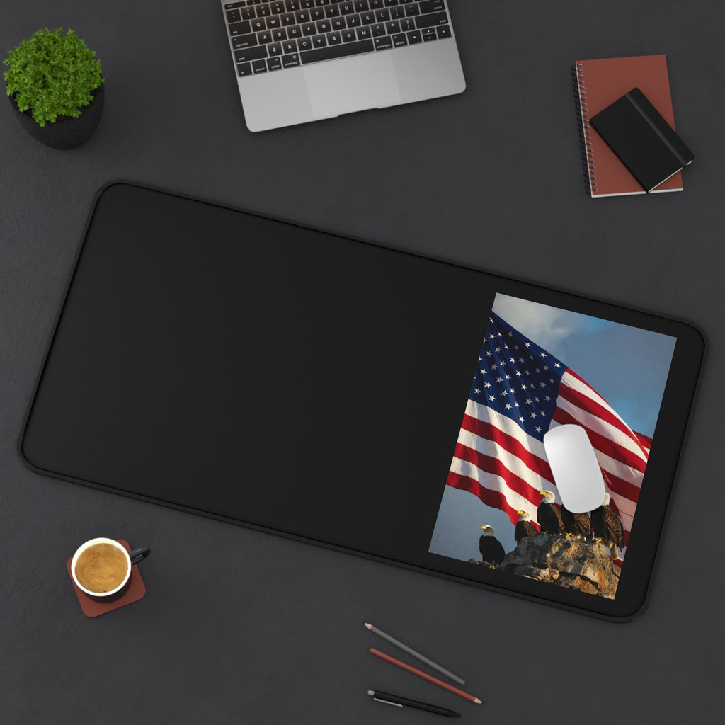 American Flag Bald Eagle Desk Mat – Patriotic Office Mouse Pad