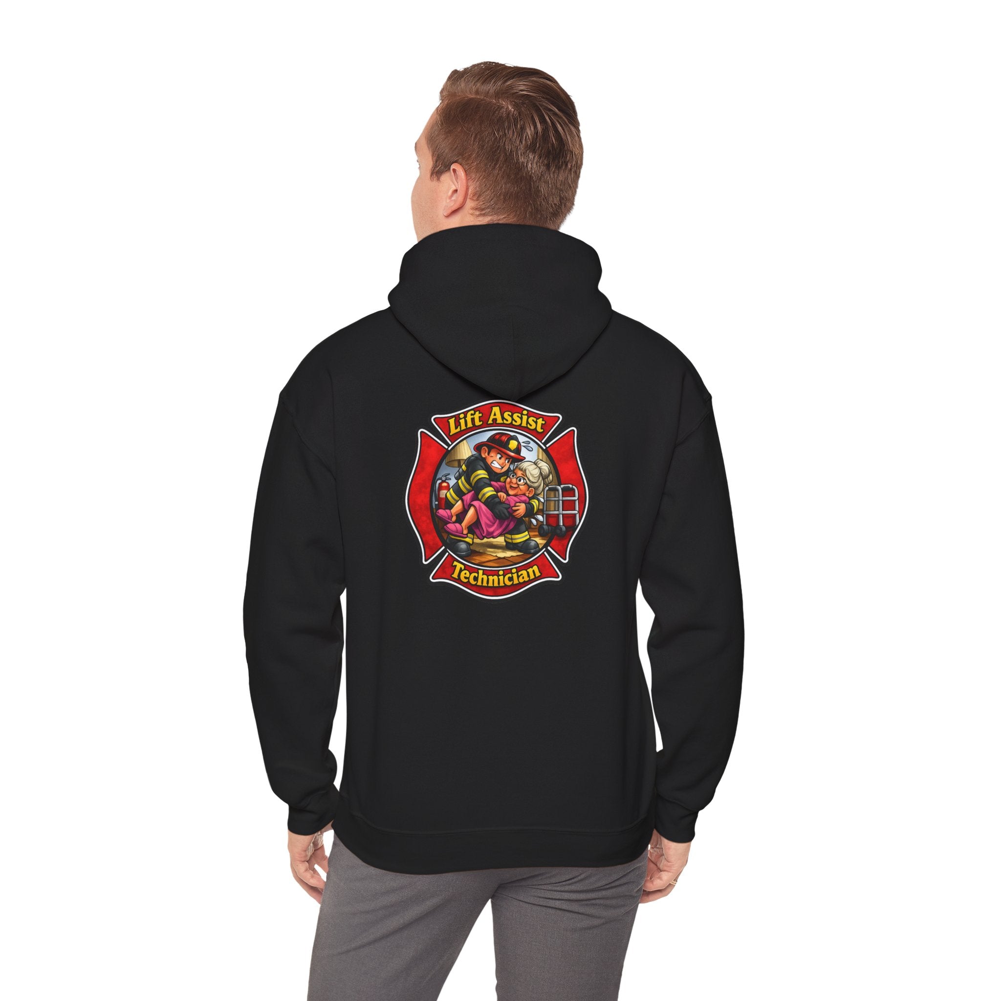 Firefighter Lift Assist Technician Hoodie – Maltese Cross Rescue Design