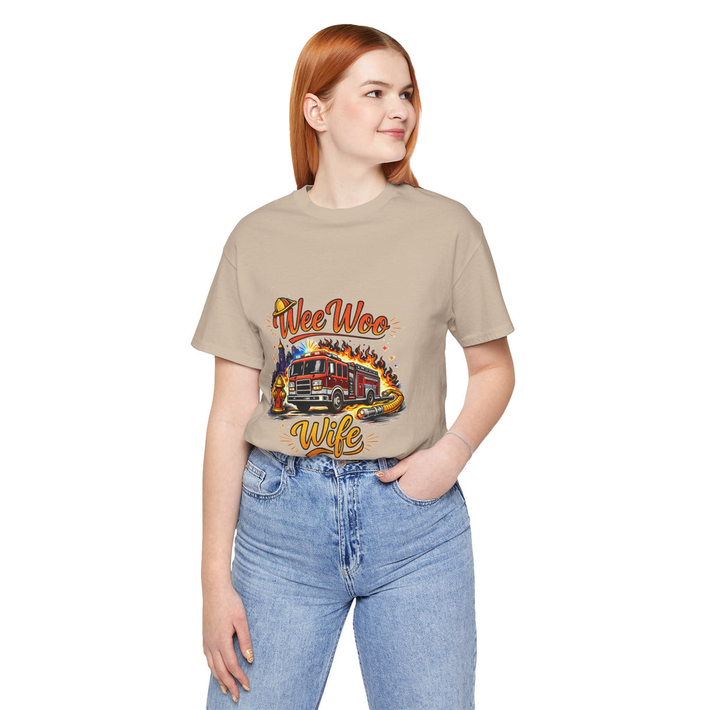 Firefighter Wife T-Shirt – "Wee Woo Wife" Fire Truck Graphic Tee