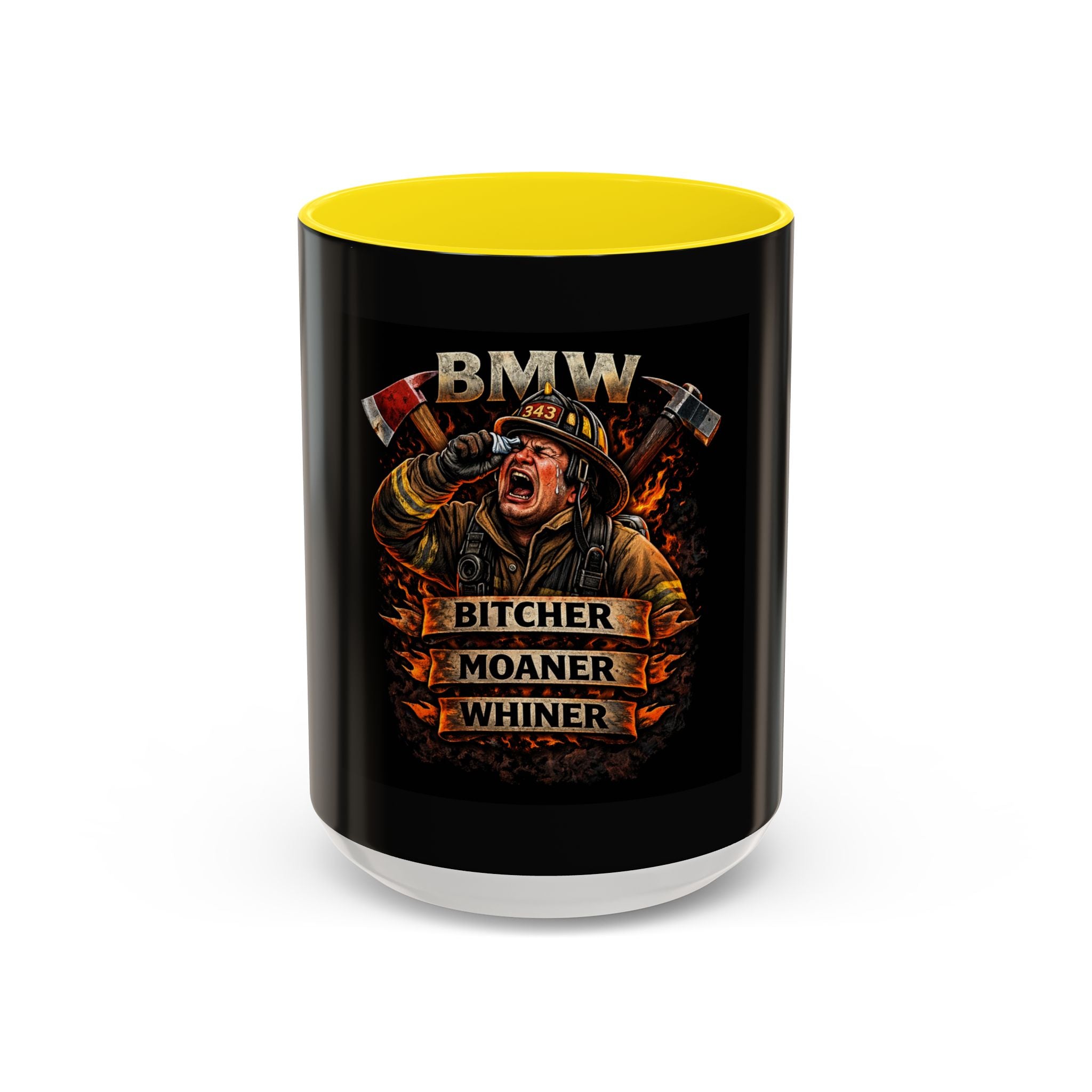 Firefighter Coffee Mug — 'Bitches, Moans & Whines' Humorous Accent Mug