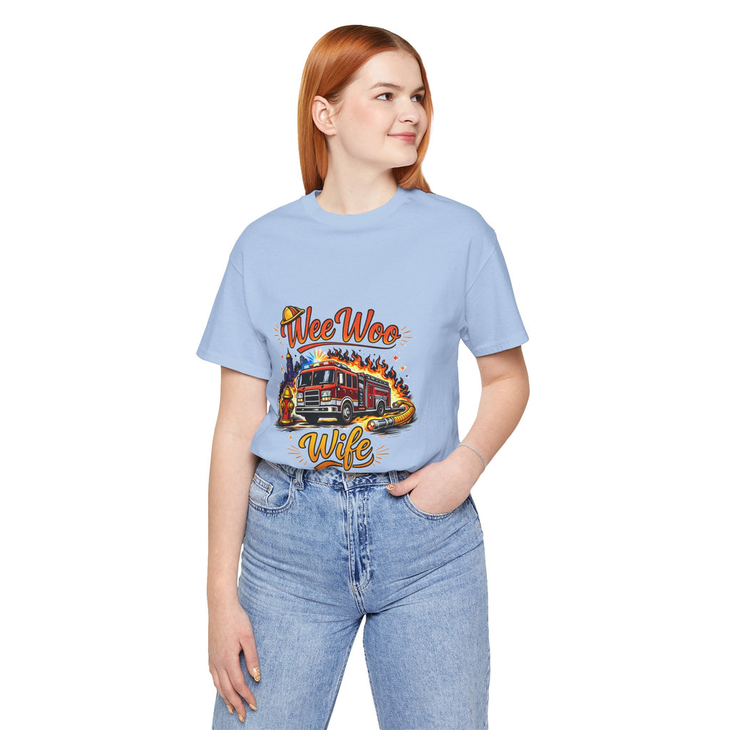 Firefighter Wife T-Shirt – "Wee Woo Wife" Fire Truck Graphic Tee