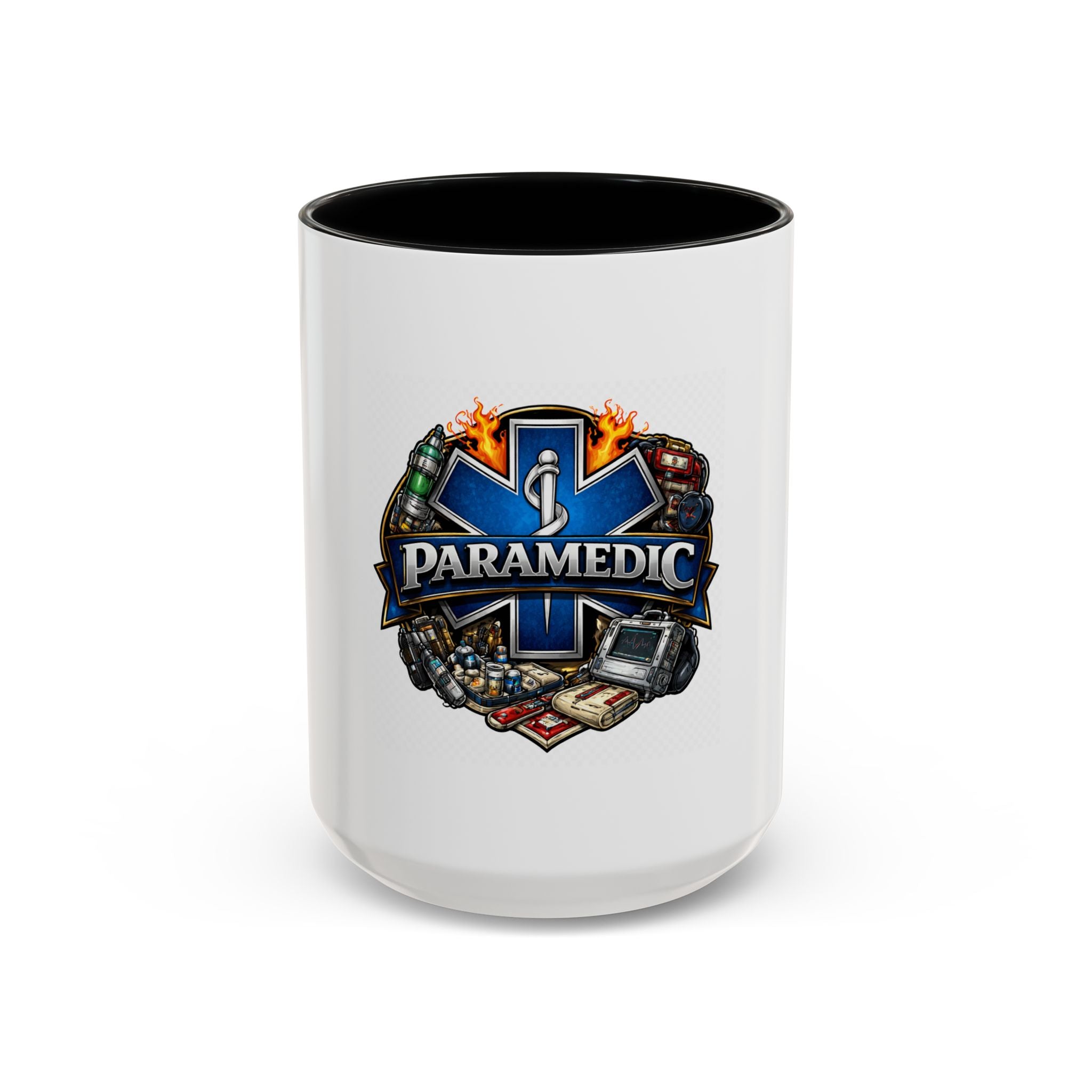 Paramedic Emblem Accent Coffee Mug — EMS Star of Life Design