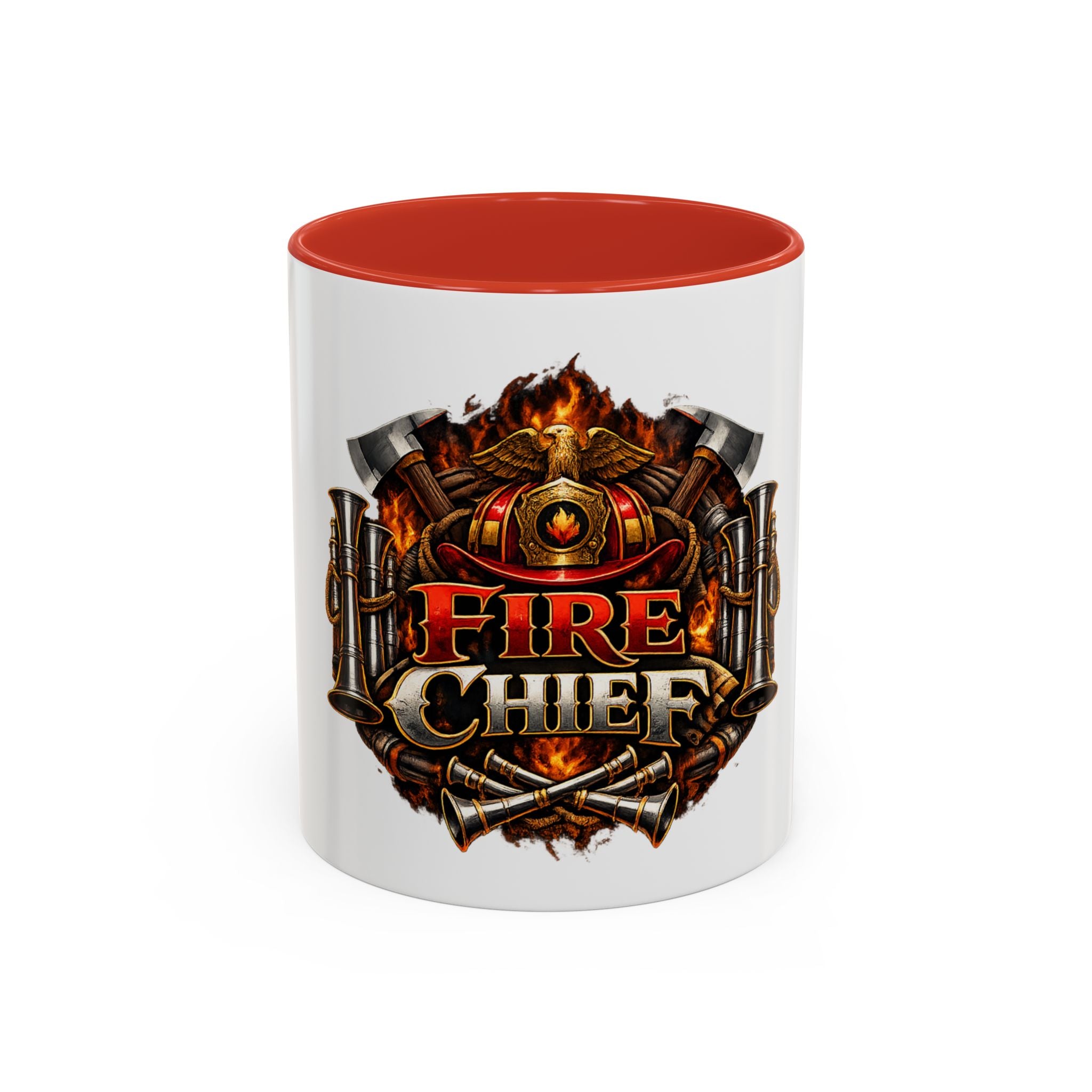 Fire Chief Coffee Mug — Firefighter Badge Emblem Accent Mug (11/15oz)