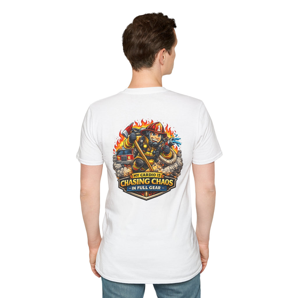 Firefighter T-Shirt - "My Cardio Is Chasing Chaos in Full Gear" Graphic Tee