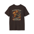 T-Shirt — “In God I Trust, Anything Else I Use My Halligan” Firefighter Graphic Tee