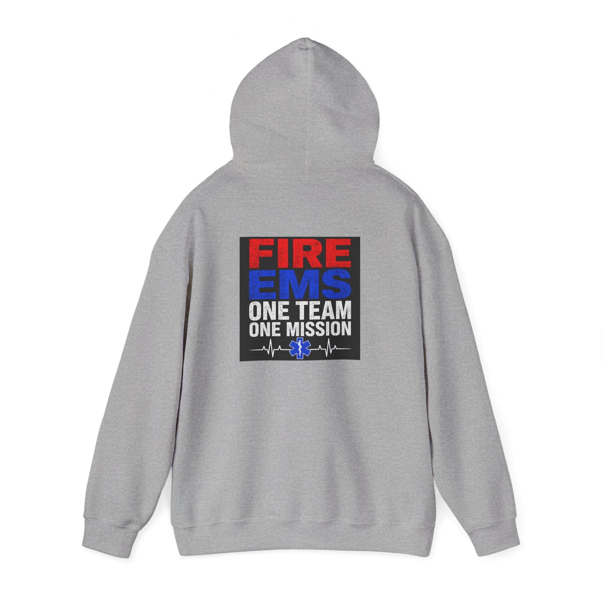 Fire & EMS Hoodie — "One Team One Mission" Back Graphic Pullover