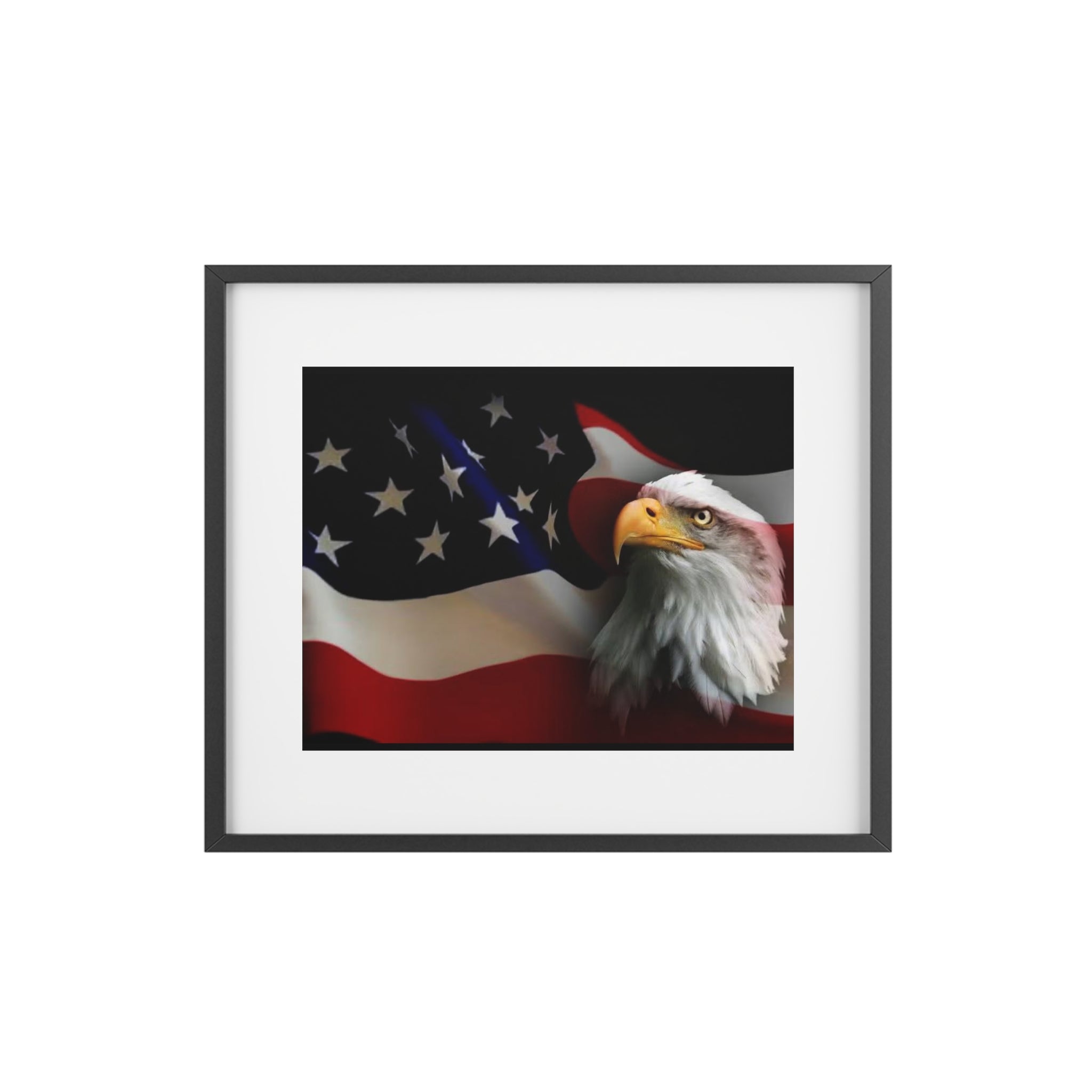 Patriotic Bald Eagle Framed Poster — American Flag Wall Art (Matte)