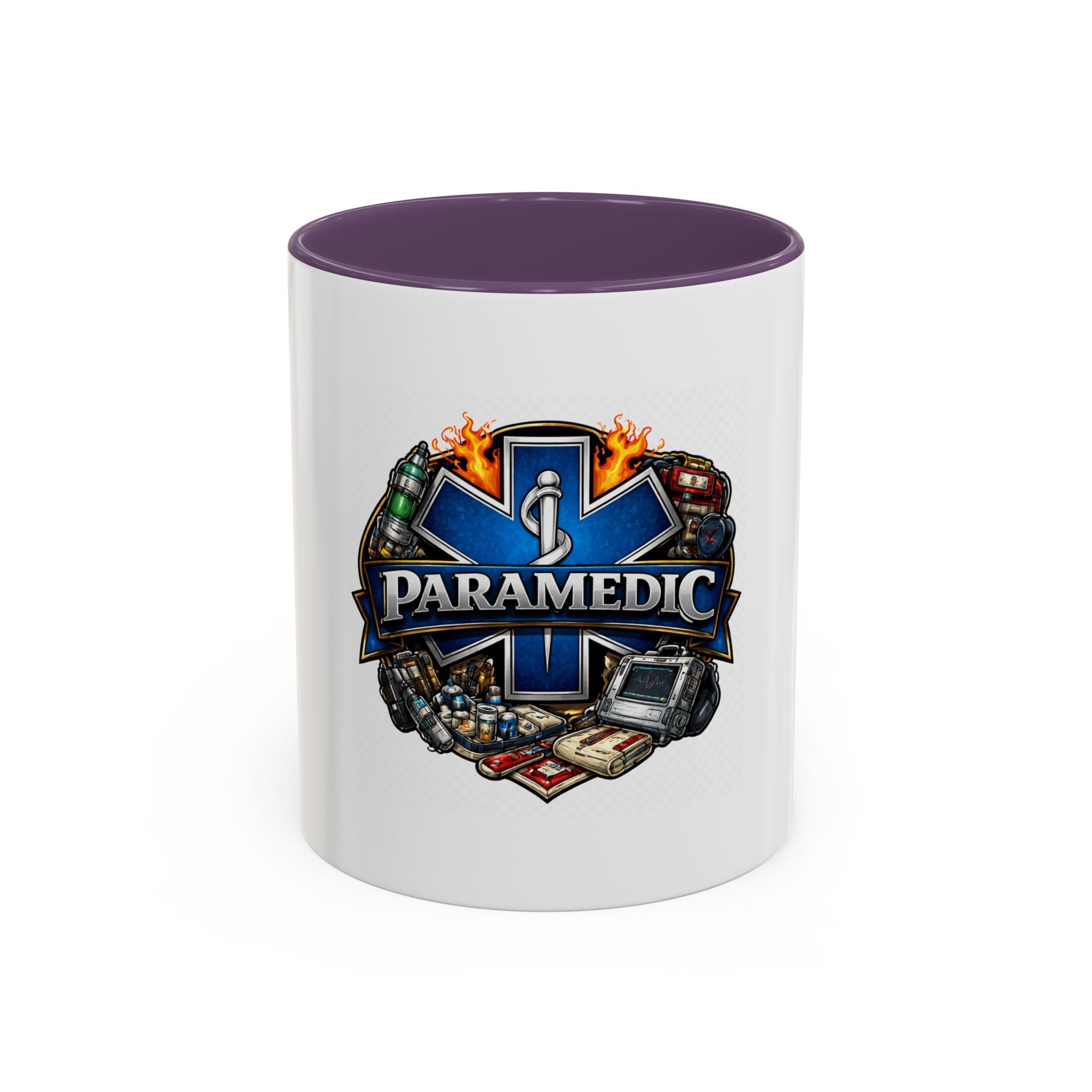 Paramedic Emblem Accent Coffee Mug — EMS Star of Life Design
