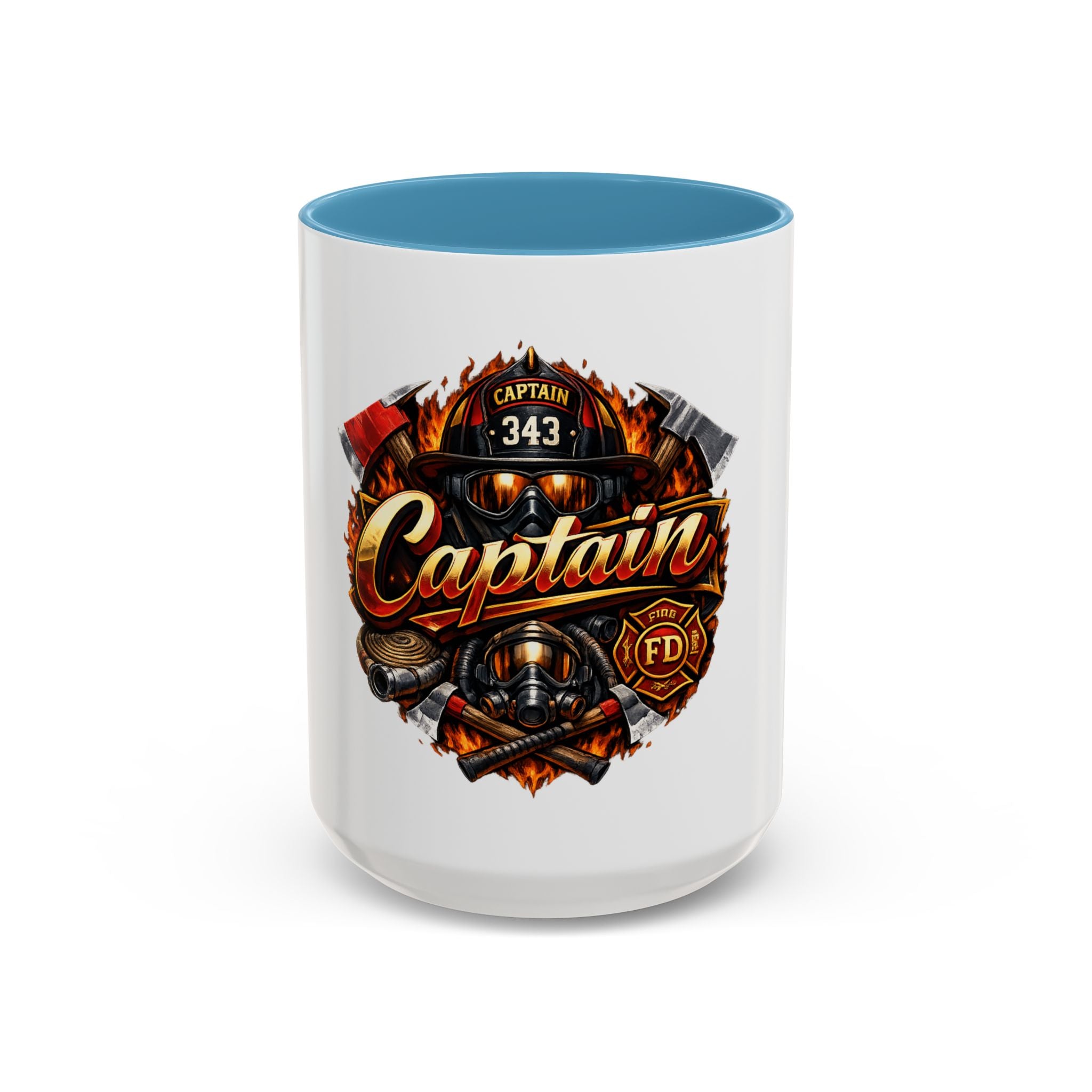 Captain Firefighter Coffee Mug — 'Captain' Fire Rescue Emblem Accent Mug (11/15oz)