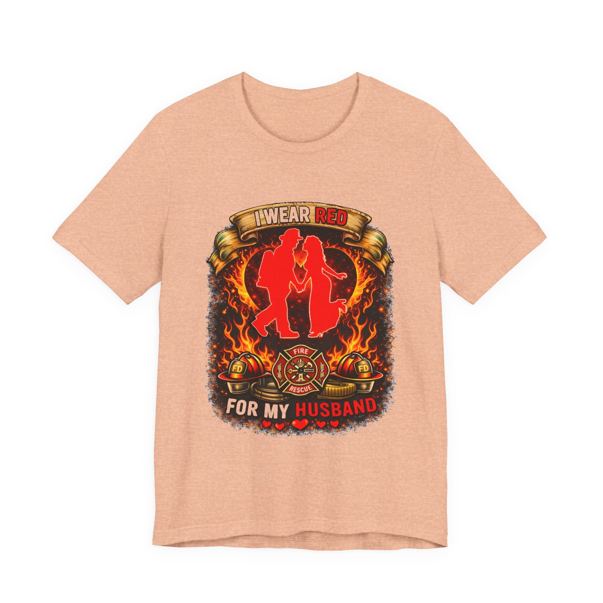 T-Shirt - I Wear Red For My Husband Firefighter Tribute Graphic Tee