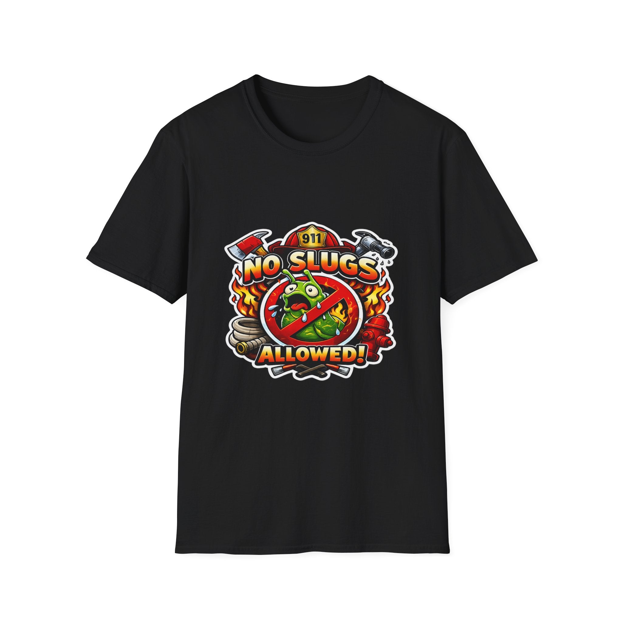 No Slugs Allowed T-Shirt — Firefighter T-Shirt Front Graphic