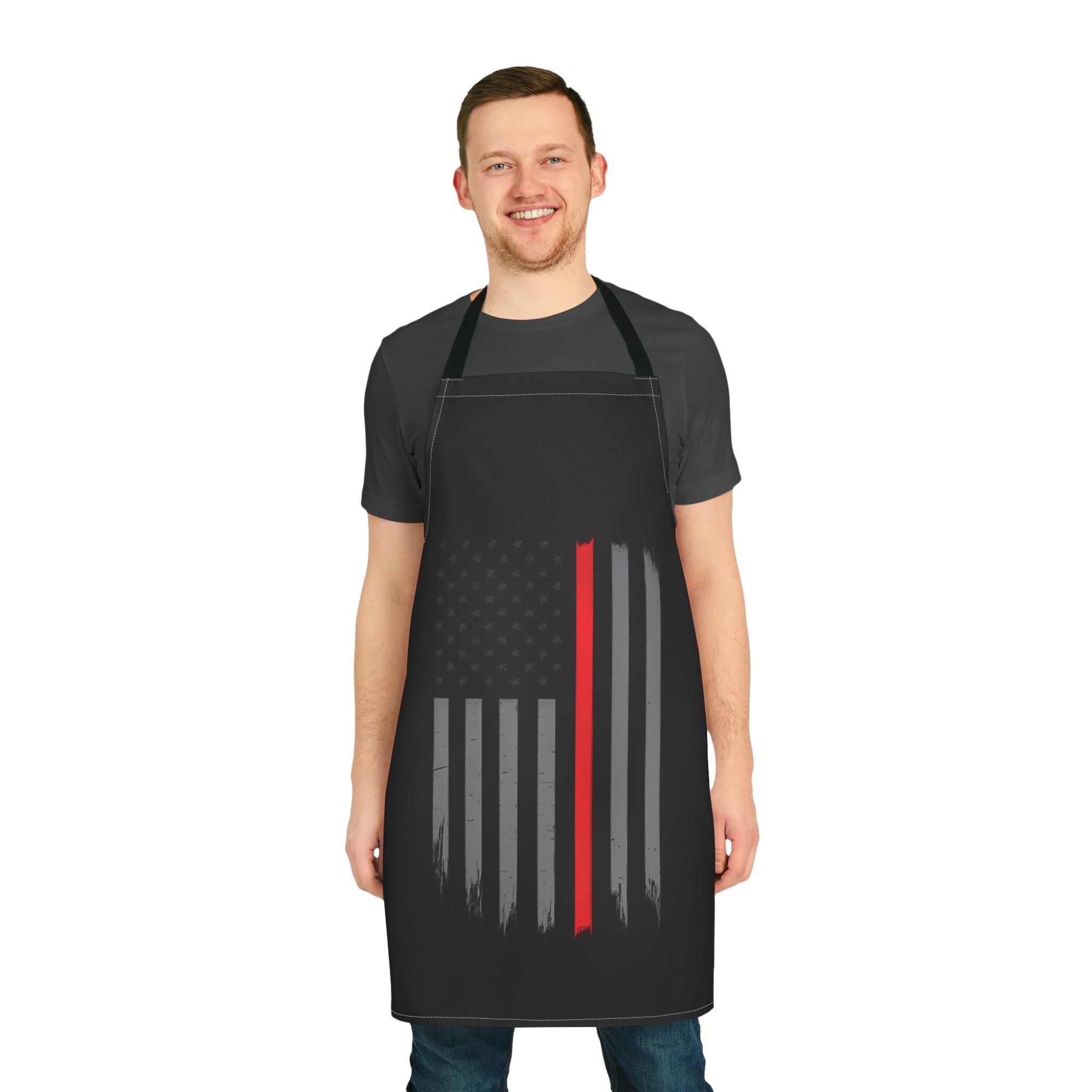 Chef Apron with Thin Red Line American Flag - Firefighter Tribute