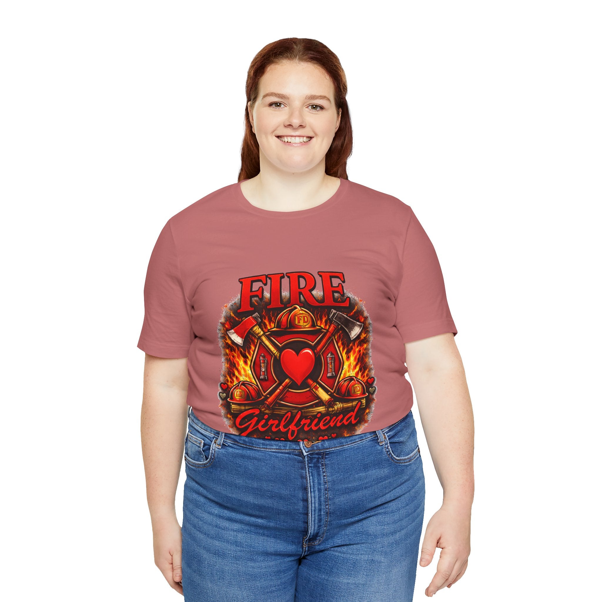 Firefighter Girlfriend T-Shirt — Fire Department Heart Logo Tee
