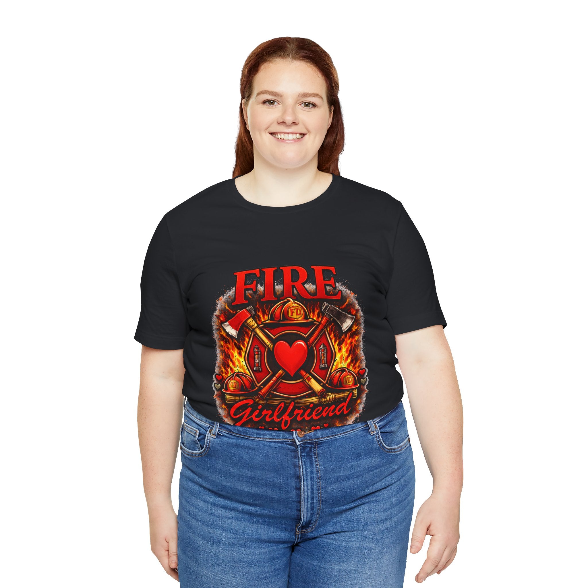 Firefighter Girlfriend T-Shirt — Fire Department Heart Logo Tee