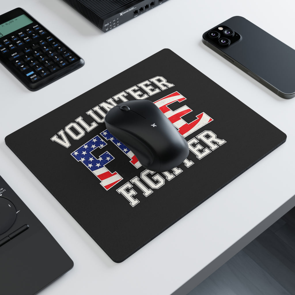 Volunteer Firefighter Mouse Pad — American Flag Fire Design