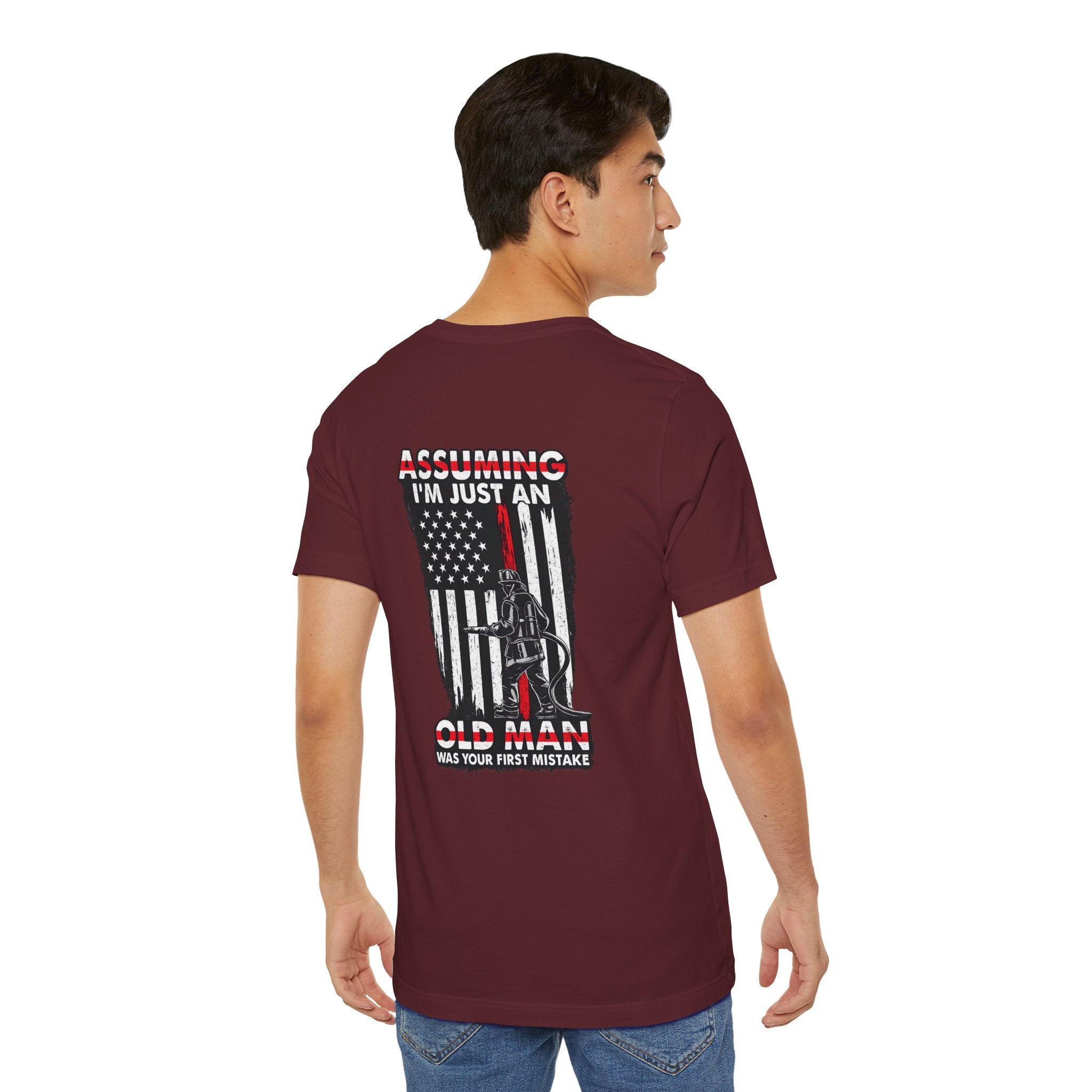 T‑Shirt - "Assuming I’m Just an Old Man" American Flag Fishing Tee
