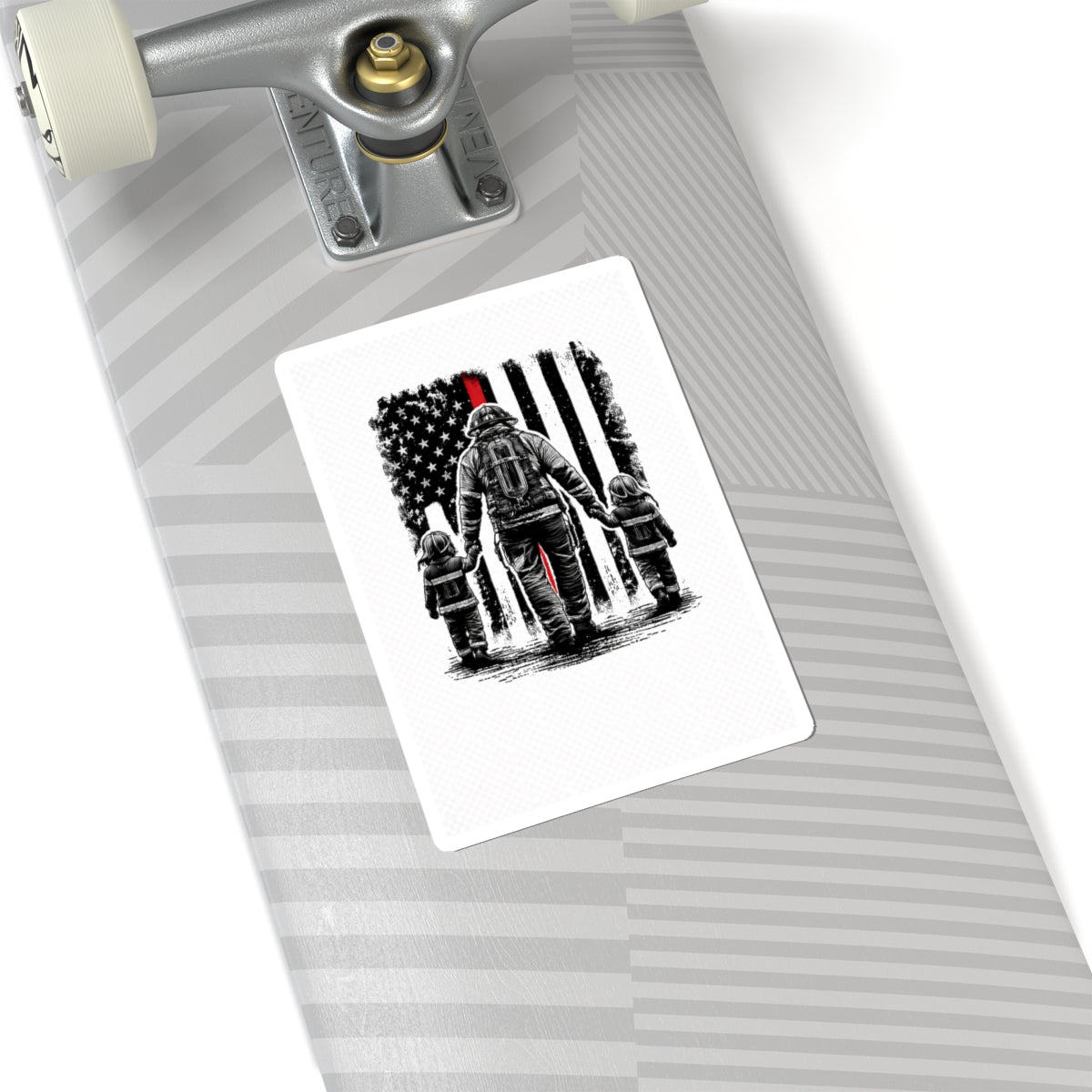 First Responder Father & Kids Sticker — Thin Red Line Flag Kiss-Cut Sticker