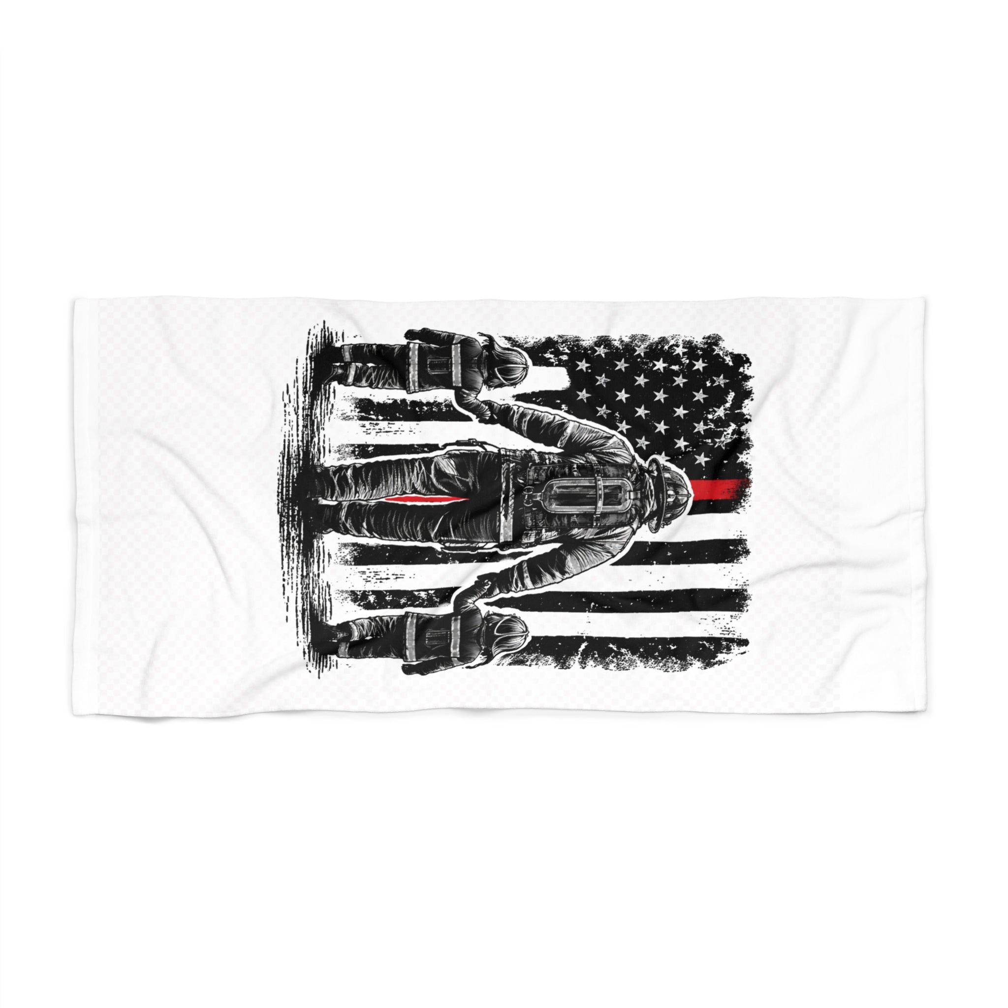 Beach Towel - Firefighter Tribute American Flag Design (Thin Red Line)
