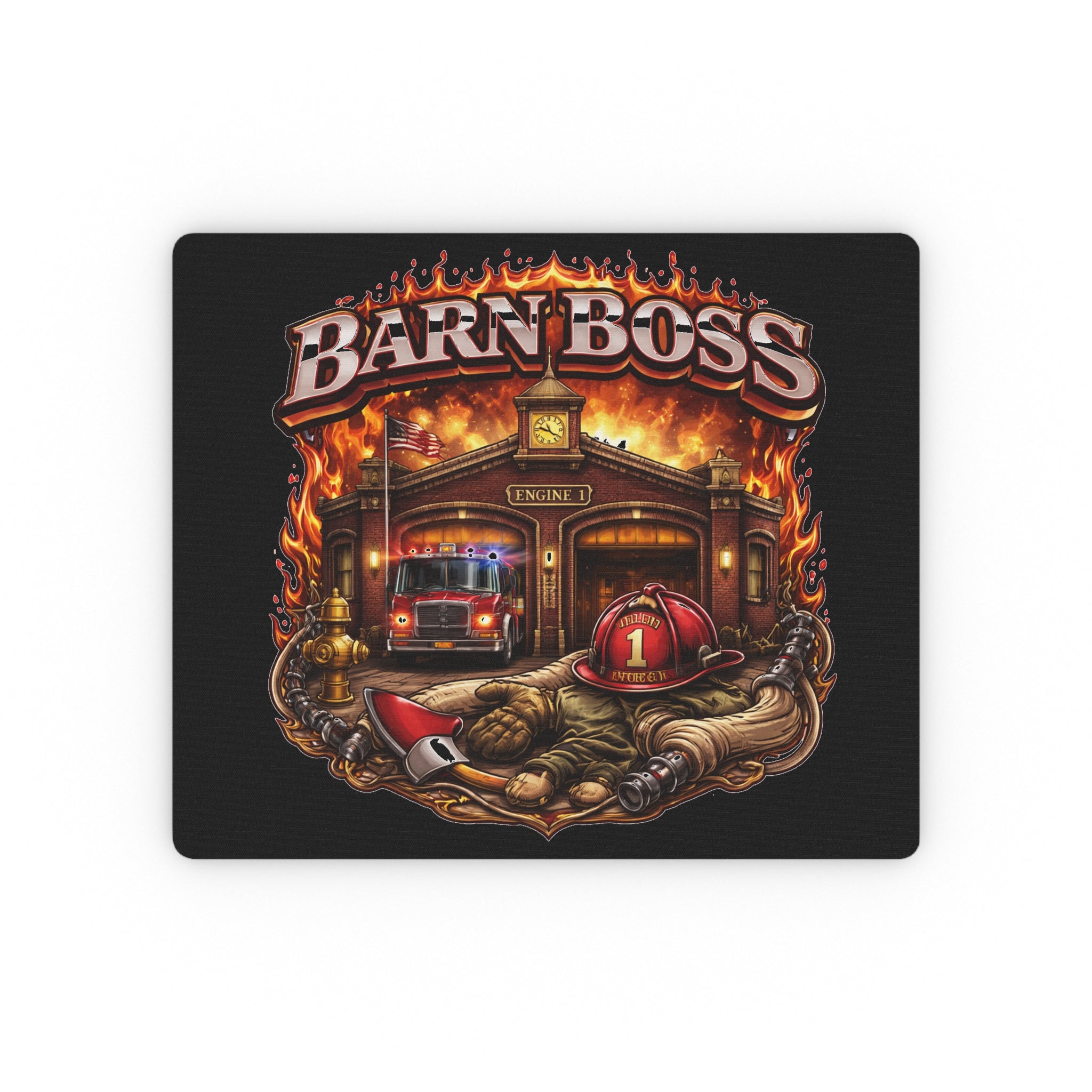 Firefighter Barn Boss Mouse Pad
